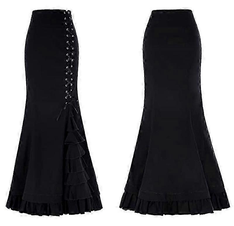 Pentru femei Plisat Fustă Midi Gotic Punk Fustă Șiretă Victoriană Elastic Talie Înaltă Linie A Maxi Fuste Victoriane P20250110739