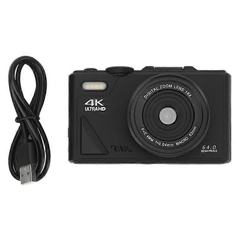 Retro Digitalkamera 64MP Stabilisierung Video Pause Funktion 3 Zoll IPS Bildschirm Digitalkamera für Vlogging Schwarz