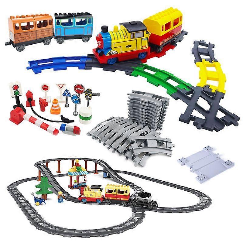 Big Building Block Track Set Electric Intelligent Locomotive Railway Train Children's Education Programming Assembled Toys