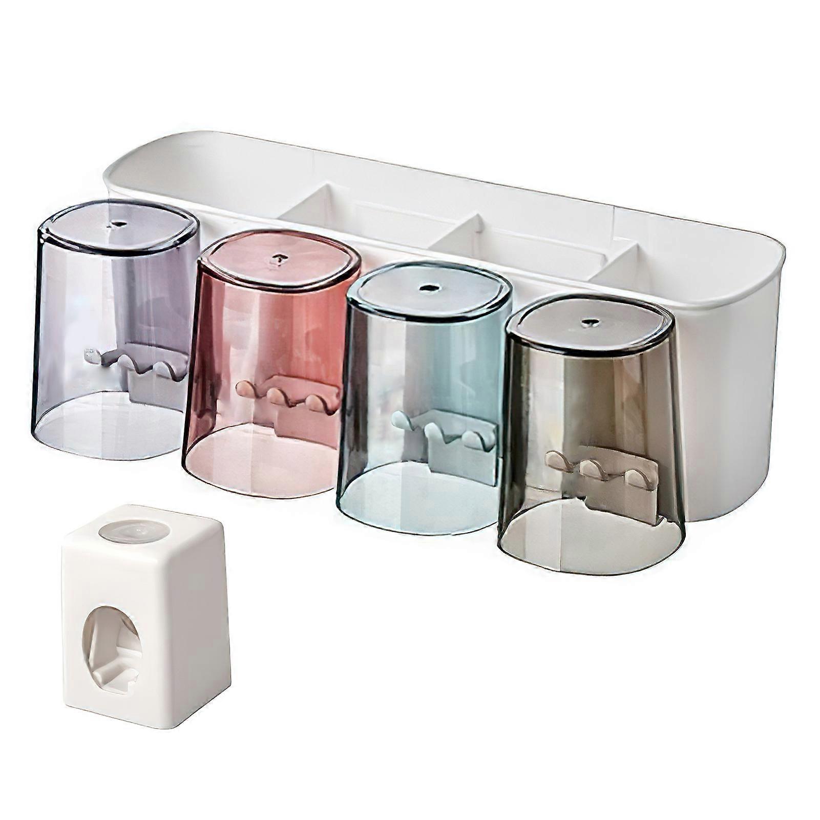 Automatic Toothpaste Dispenser Set Multipurpose Bathroom Wash Cup Rack for Kids Adults