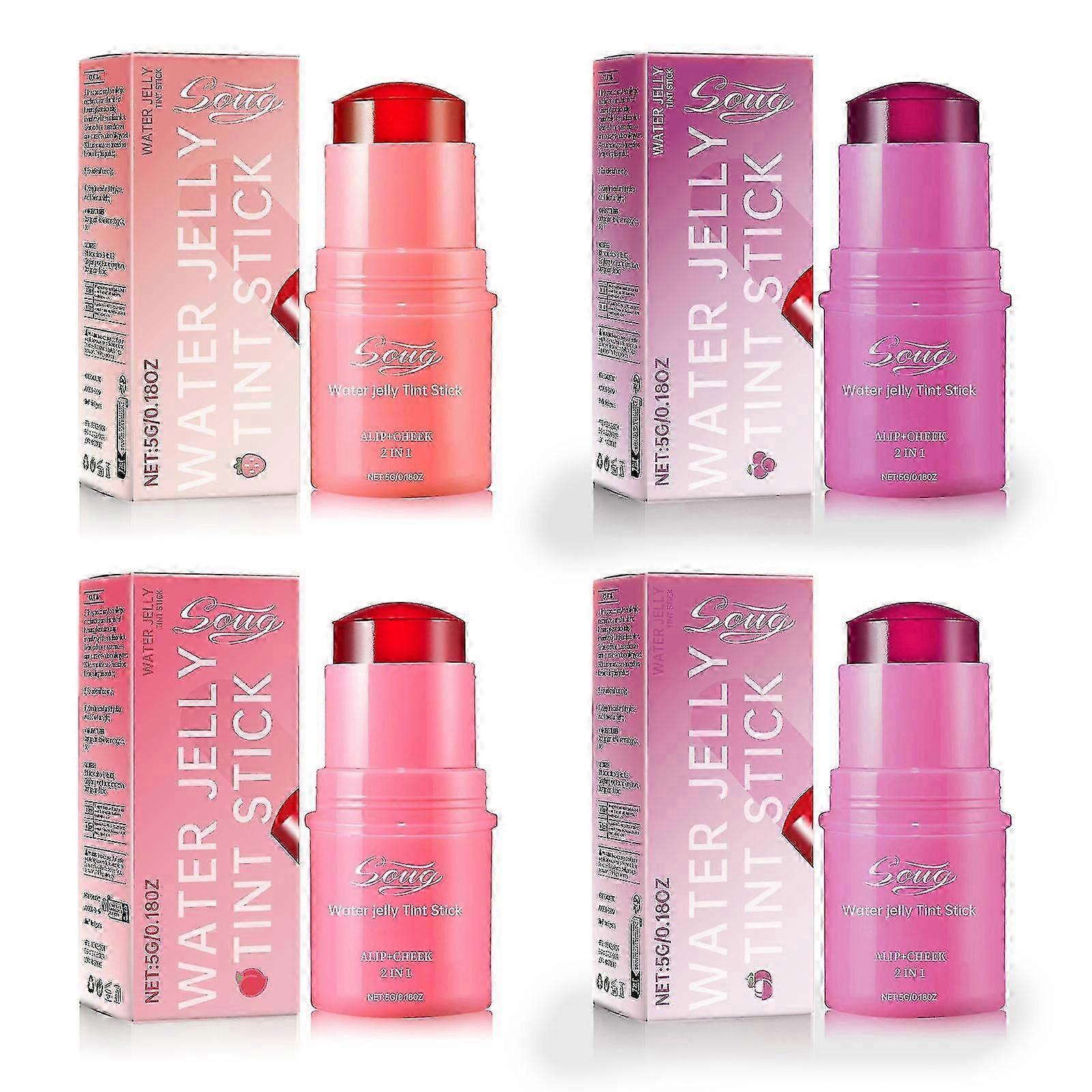 ミルク クーリング ウォーター ジェリー ティント 4個、ミルク ジェリー ブラッシュ、ミルク ジェリー ティント、ウォーター ジェリー ティント スティック、シアー リップ チーク ステイン、重ね塗り可能な水彩仕上げ