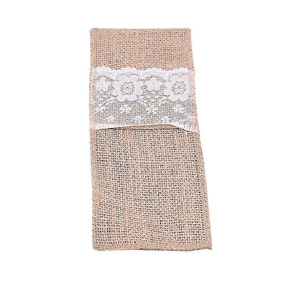 Natural Burlap Lace Tableware Bags Utensil Holders Knifes Forks Bag Party Bridal Shower Wedding Cutlery Pouch