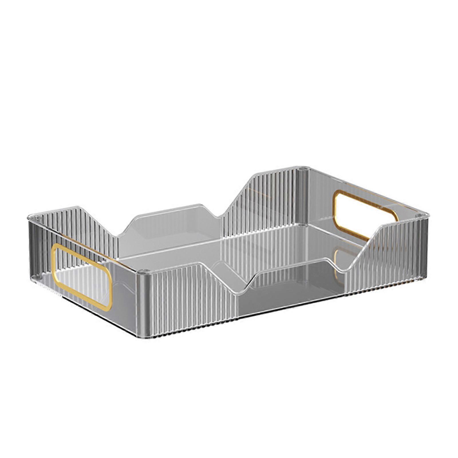 Transparent Makeup Storage Tray Practical Snacks Holder Practical Container for Dining Table Kitchen Organization Tool  Transparent gray