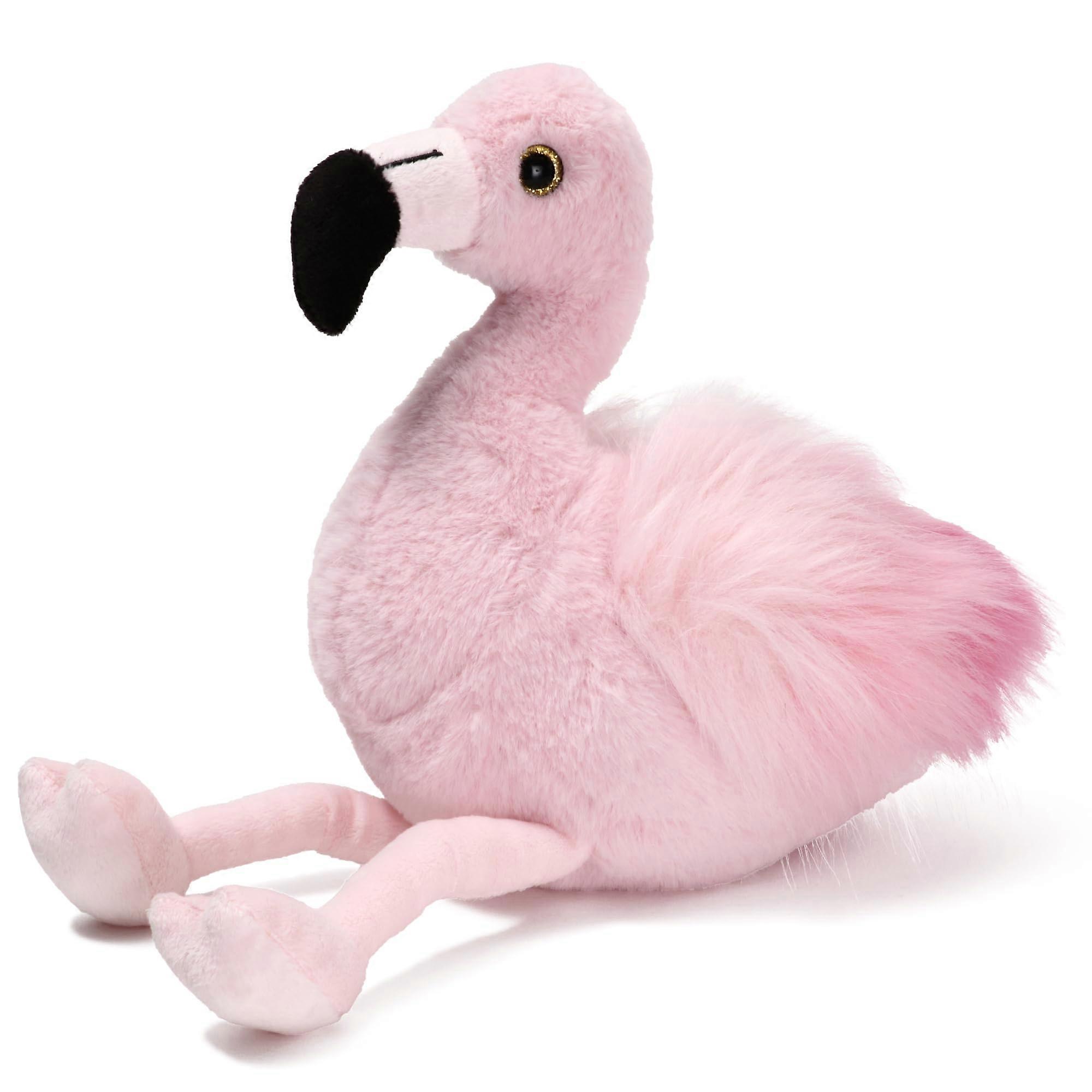 Flamingo Stuffed Animal - 8.5 Inch Faux-Fur Plush Toy with Feather Tail, Soft and Cuddly Pink Design
