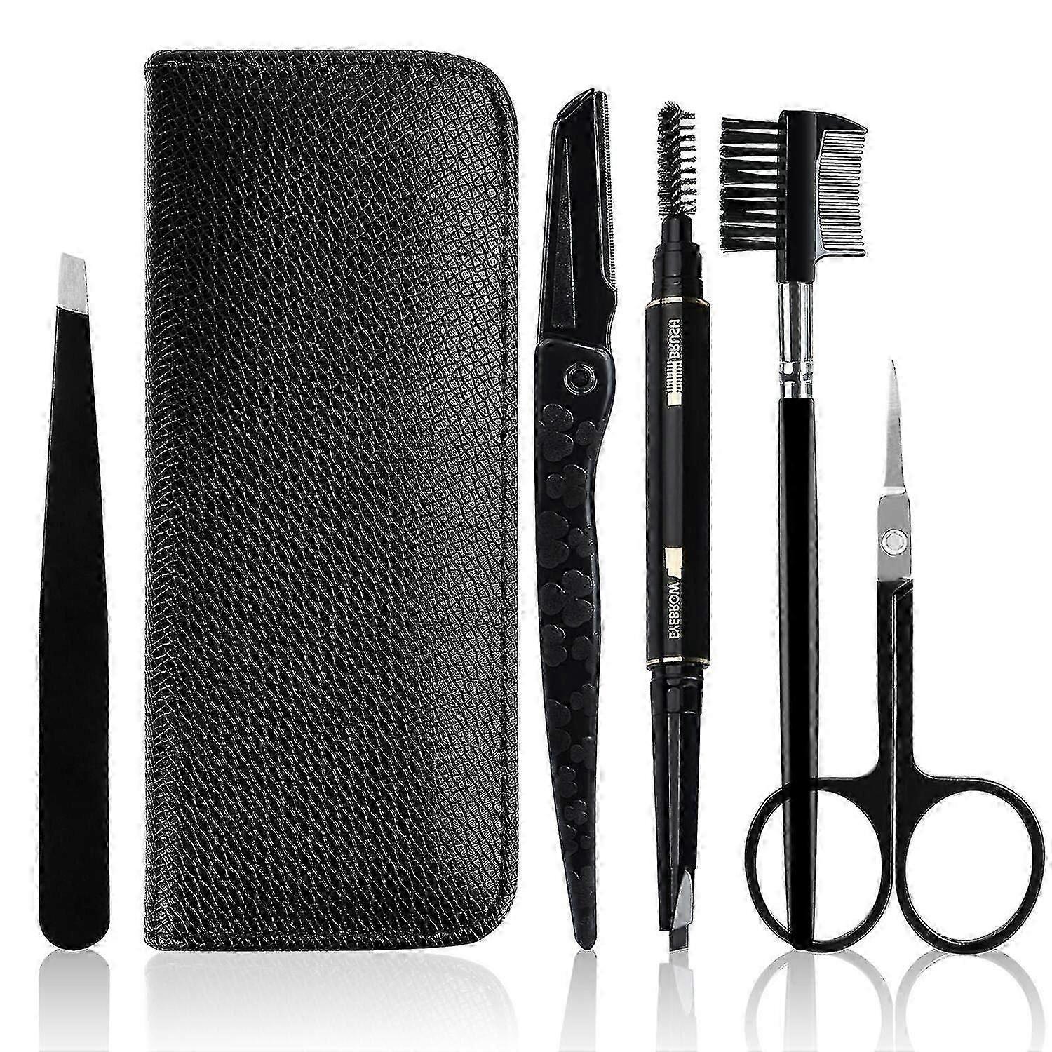 5-piece Eyebrow Set With Black Case, Eyebrow Kit For Men & Women