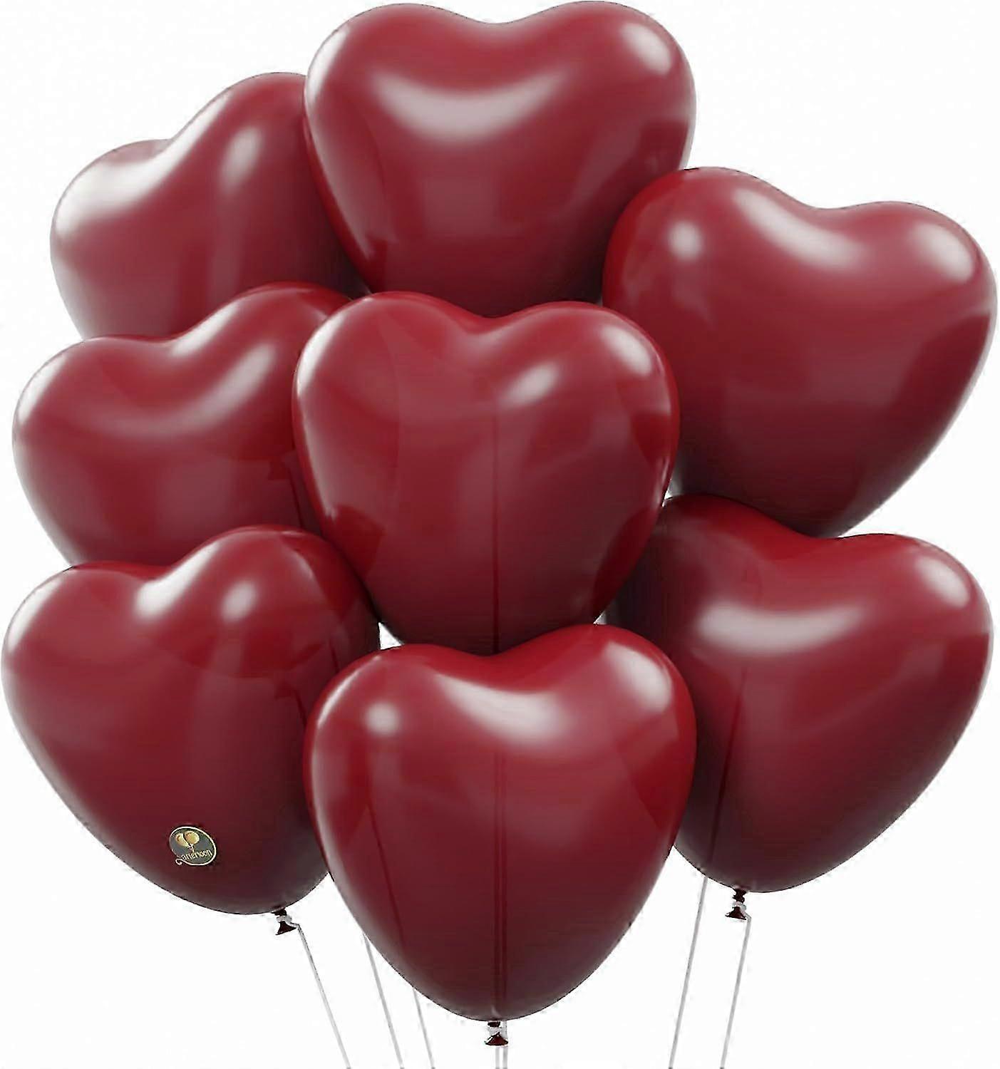 Biodegradable Balloons 24 pcs Ruby Red 10 Inch Heart Shaped, Thickened Extra