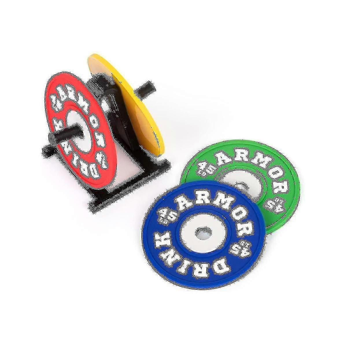 Drink Armor Weight Plate Coaster Set With Rack Holder Mixed Colors Non- Silicone Material -ys