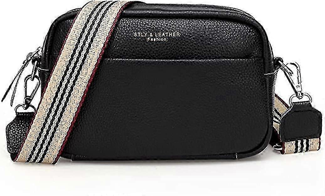 「女性用クロスボディバッグ、スモール本革レディースクロスボディバッグブラック」f54