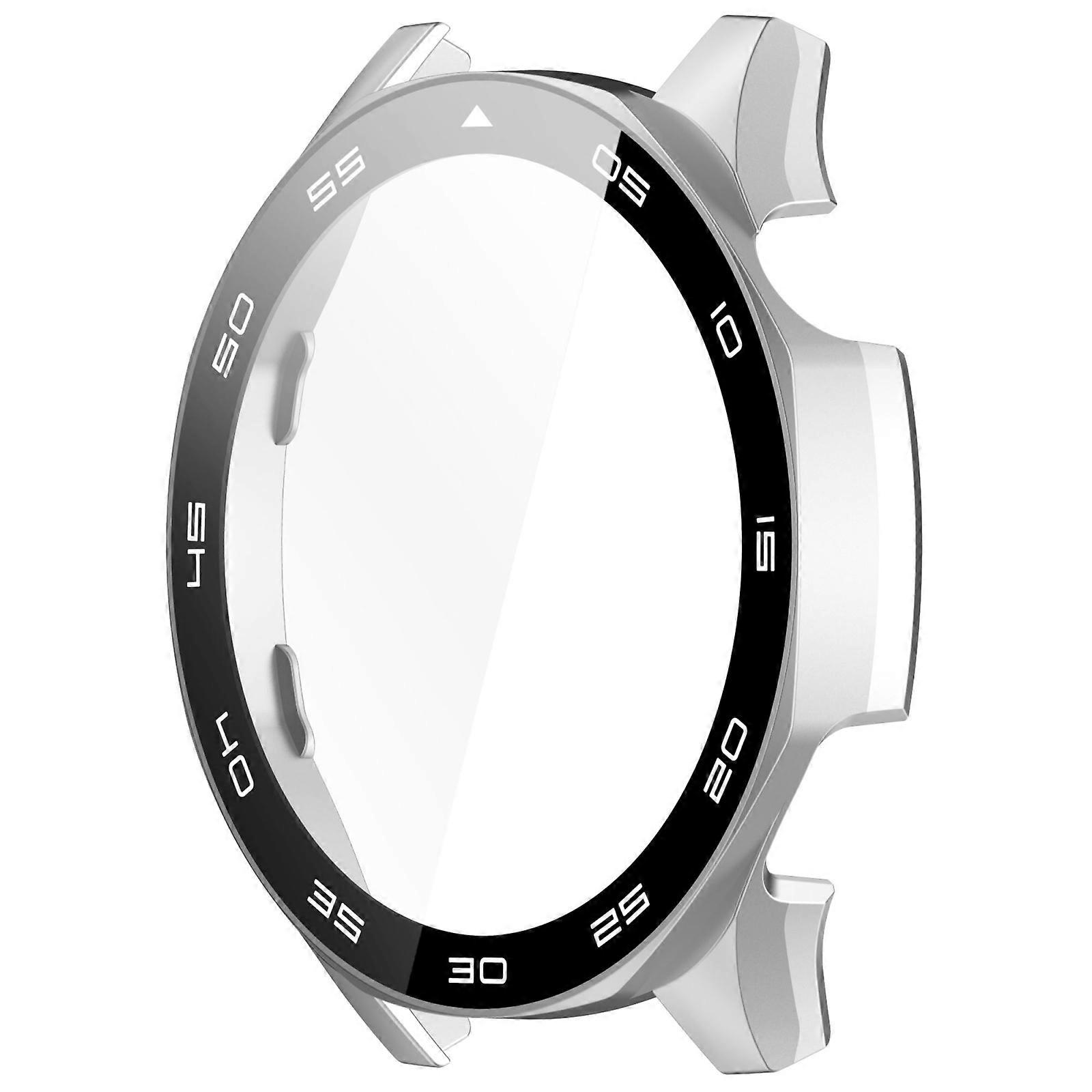 Integrated Screen Protector Case with Scale Designs Protective Hard Case Cover Simple Installation for Watch GT5 46mm Silver