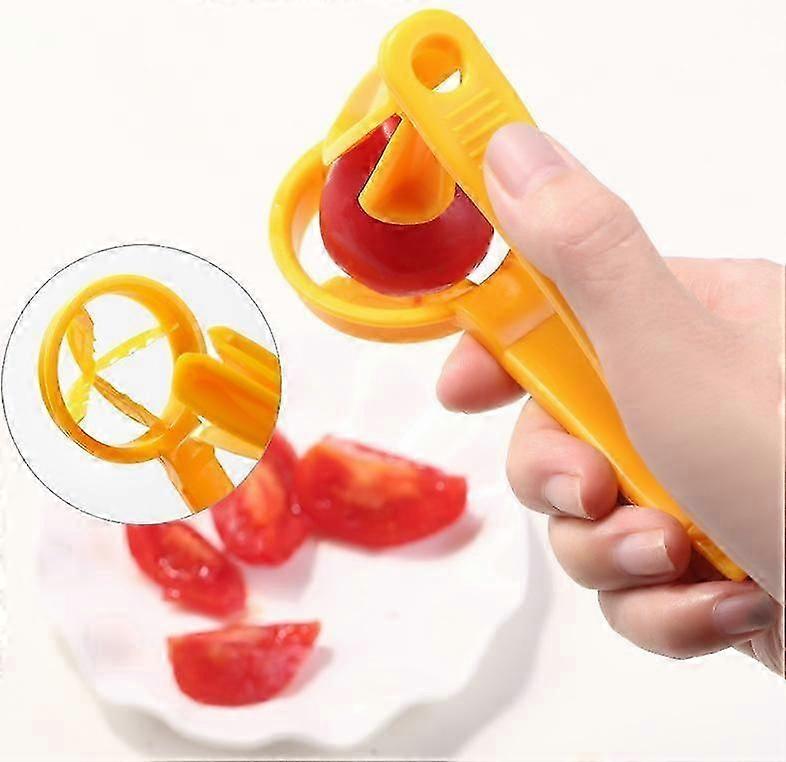 Yellow Tomato Cutter Grape Cherry Slicer Kitchen Tool Manual Fruit Cutting Gadget
