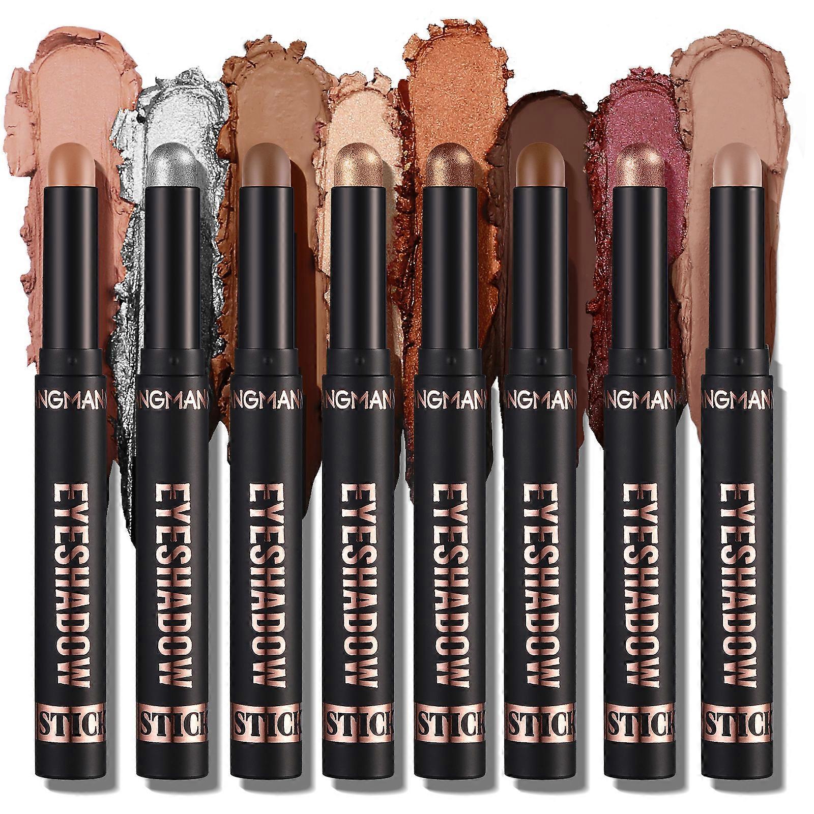6PCS Waterproof Eyeshadow Stick Highlighter Contouring Sticks Makeup Set Metallic and Matte Shimmery Eye Shadow Pencil
