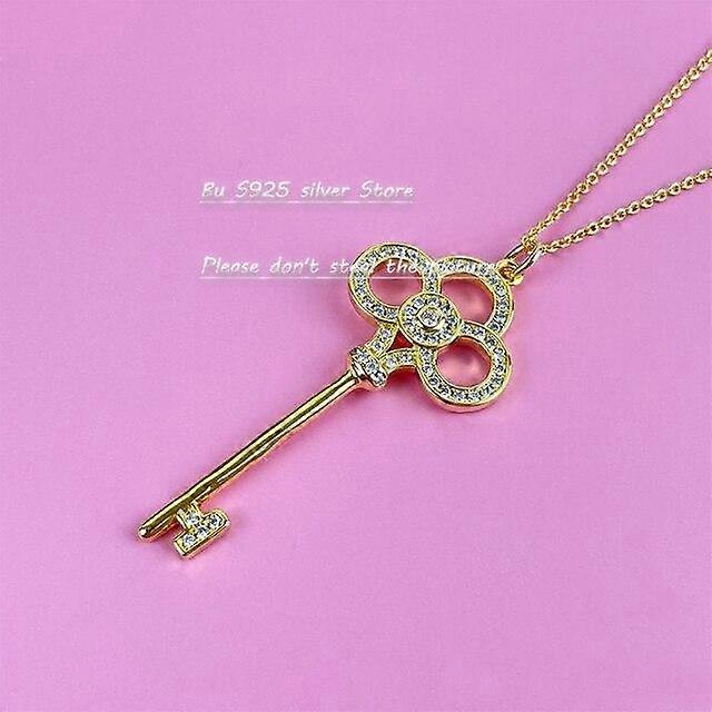 Nye S925 Sølv Rose Guld Diamant Krone Vedhæng Halskæde Dame Sweater Kæde Kæde Knogle Kæde Mode Smykker