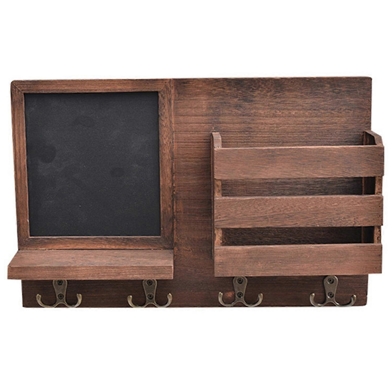 Wall Mounted Wooden Storage Rack Retro Organizer Shelf for Home Entryway Keys Hanger