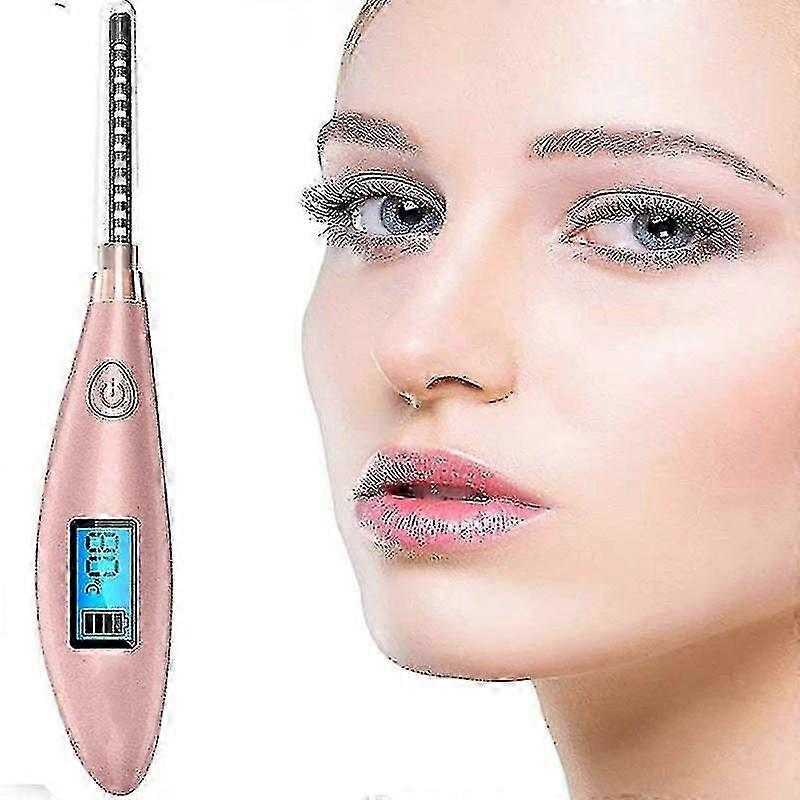 2024 Heated Eyelash Curler Motorized 3 Temperature Levels Usb Rechargeable With Lcd Display Silver Rose