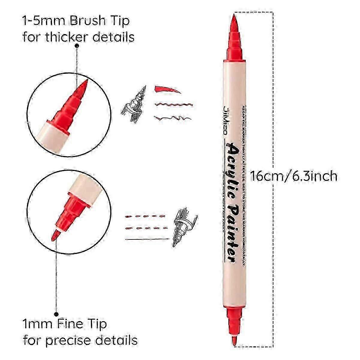 36 Colors Acrylic Paint Markers,Brush Tip and Fine Tip (Dual Tip) Paint Markers, Paint Pen for Rock