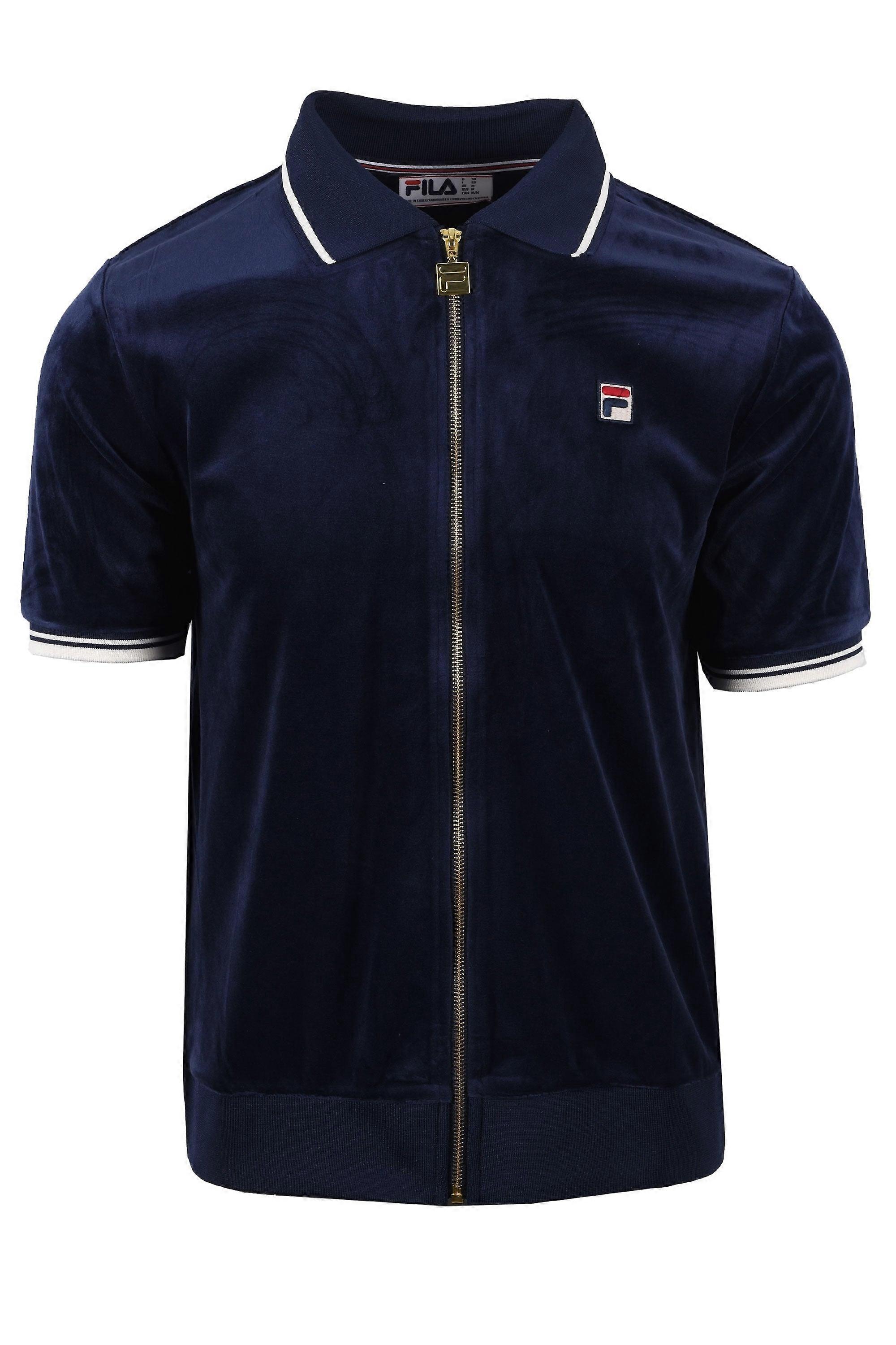 Fila Vintage 毛圈丝绒 Polo 海军蓝