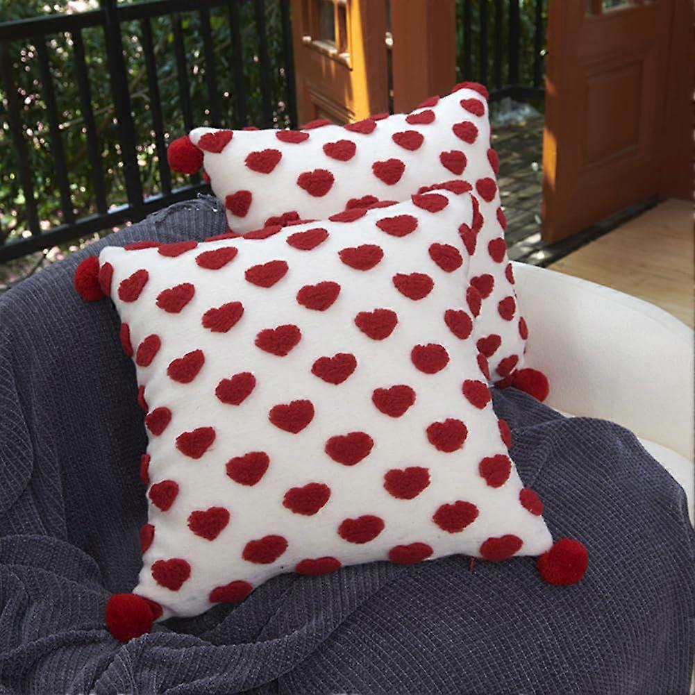 2 Pieces Throw Pillow Covers Boho Red for Sofa Couch 18x18in