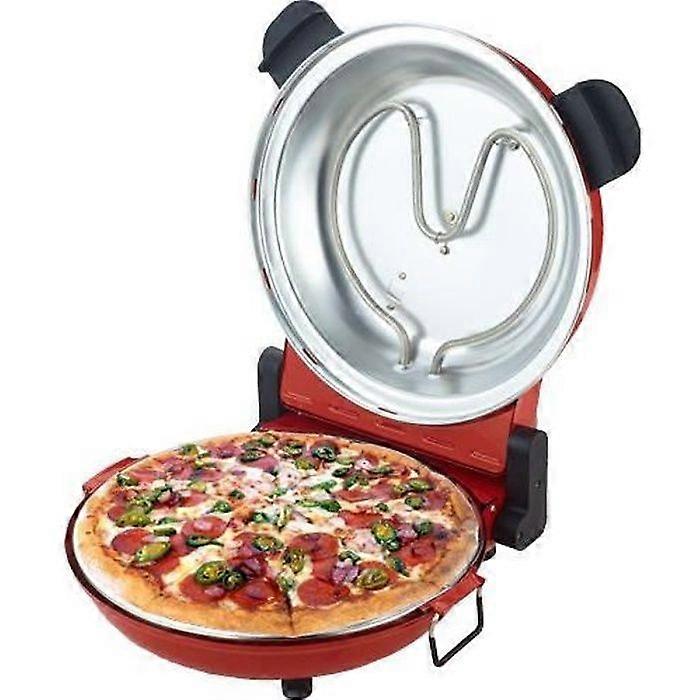 Sirge OSOLEMIO Pizzaoven - 1200 W elektrisch PIZZA - 400°C - ROOD - diameter 30 cm - ZWARTE vuurvaste steen zonder verven
