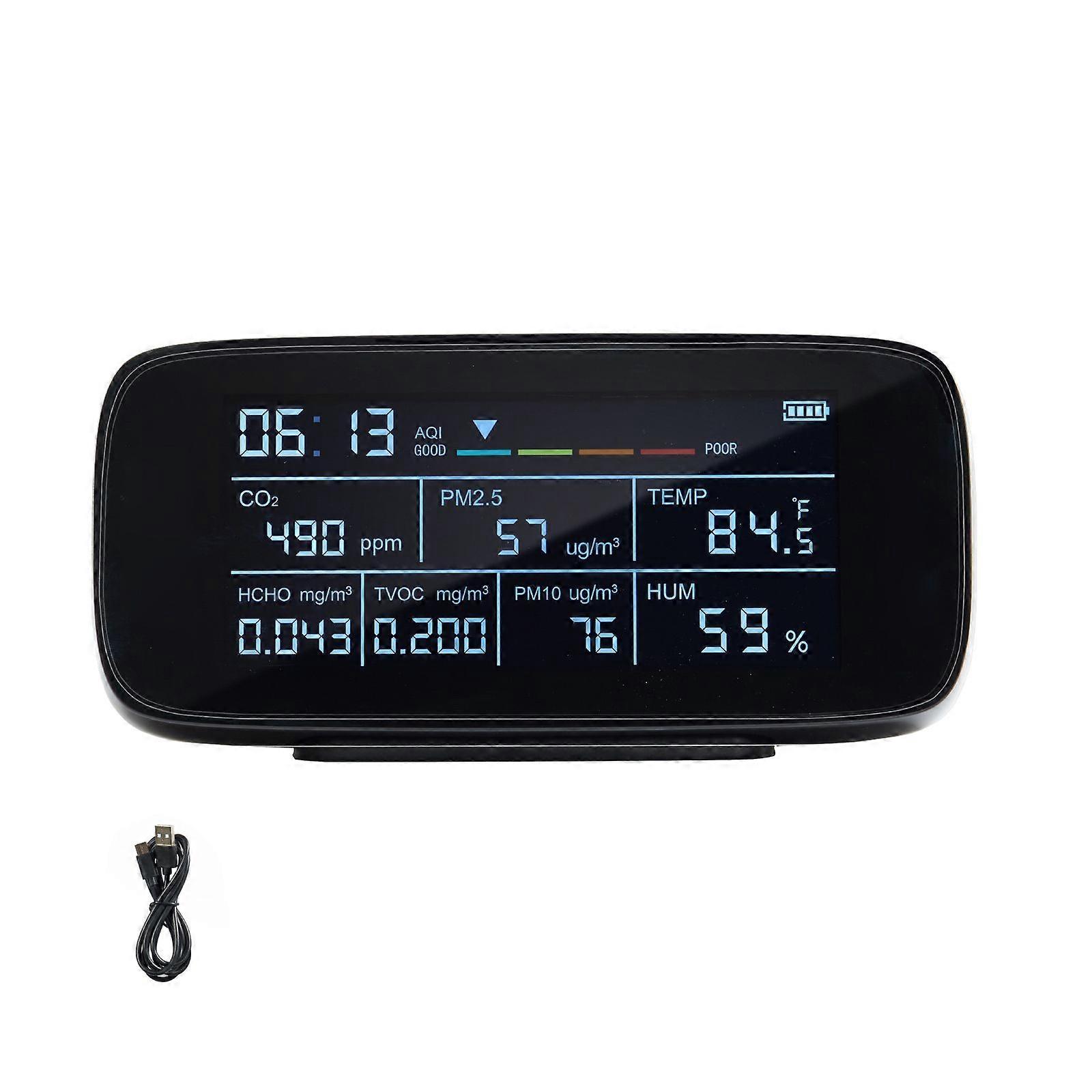 Luftqualitätsmonitor 9-IN-1, CO2, Temperatur, Luftfeuchtigkeit, Formaldehyd TVOC AQI-Tester, Professioneller PM1,5 PM10 PM1,0 Partikelzähler