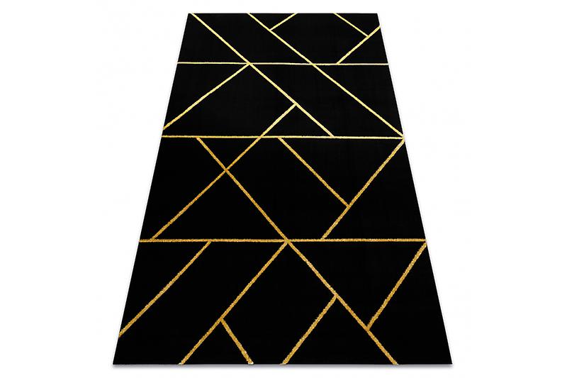 Eksklusivt EMERALD tæppe 1012 glamour, stilfuld geometrisk sort / guld
