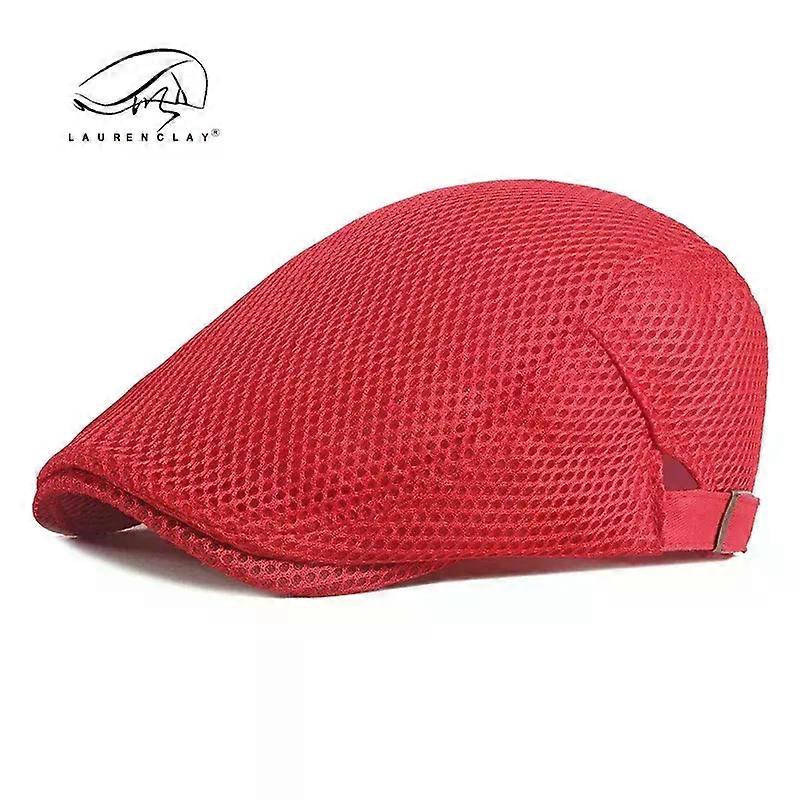 Sumemr Man Berets Mesh British Vintage Flat Caps Gatsby Male Solid Color Gray Black Spring Autumn Berets Adjustable Driver Hats