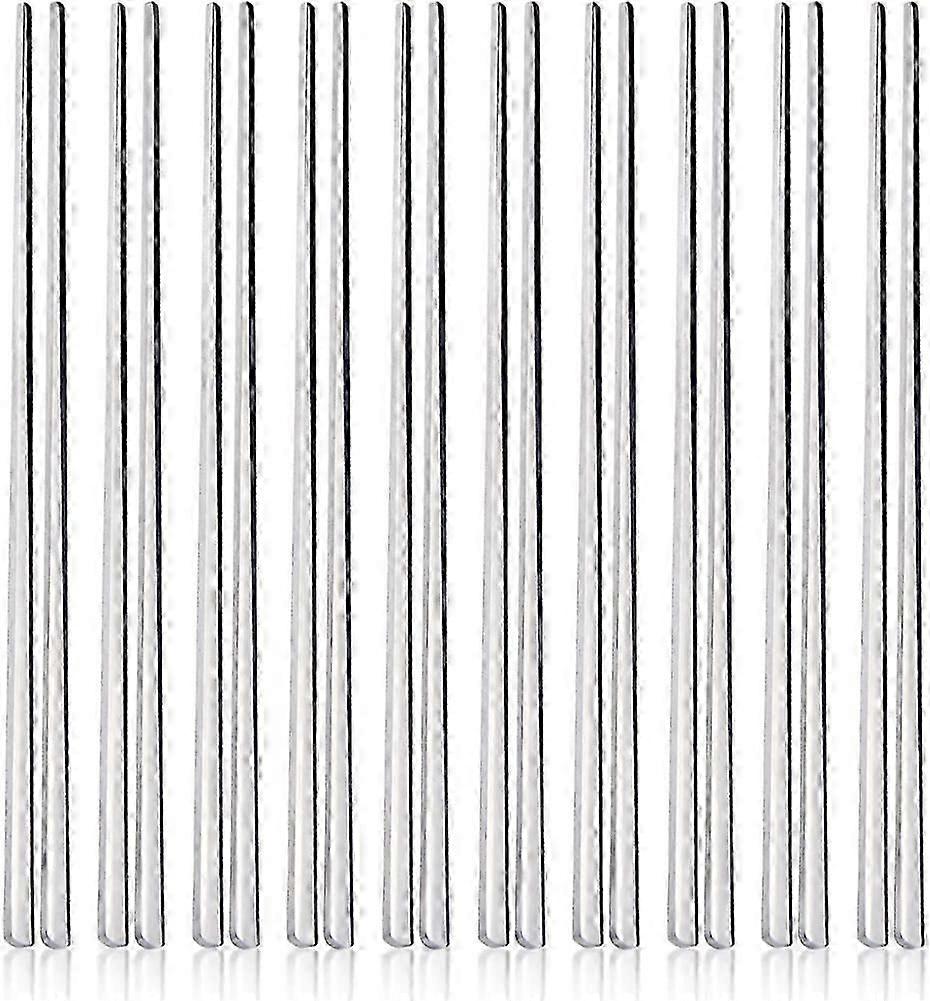 Syömäpuikot Ruostumaton teräs Syömäpuikot, 10 paria metalliset litteät syömäpuikot, Premium