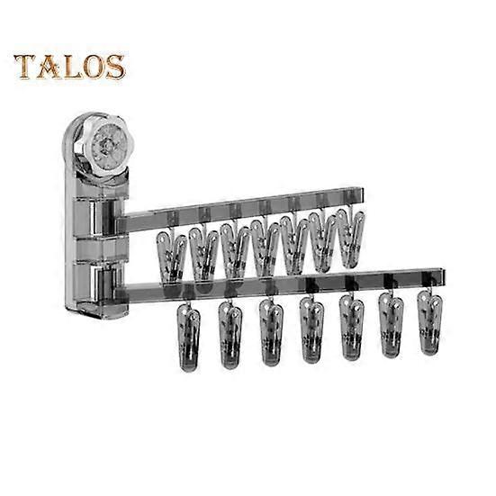 Sock Drying Rack Wall Mounted Rotate Drying Hangers 28 Clips Strong Load-bearing Simple Installation Bathroom Laundry Rack