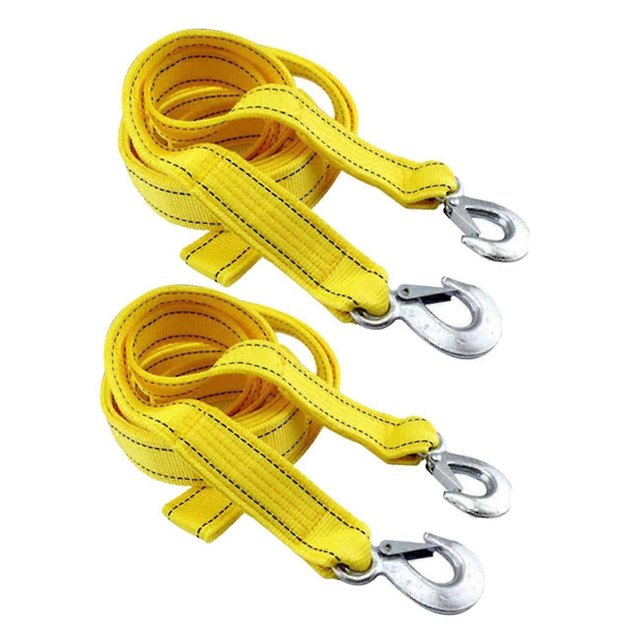 4m Car Towing Rope Set with Winch Hook and Ratchet Straps, Lightweight Strong Emergency Lifting Straps for Vehicles