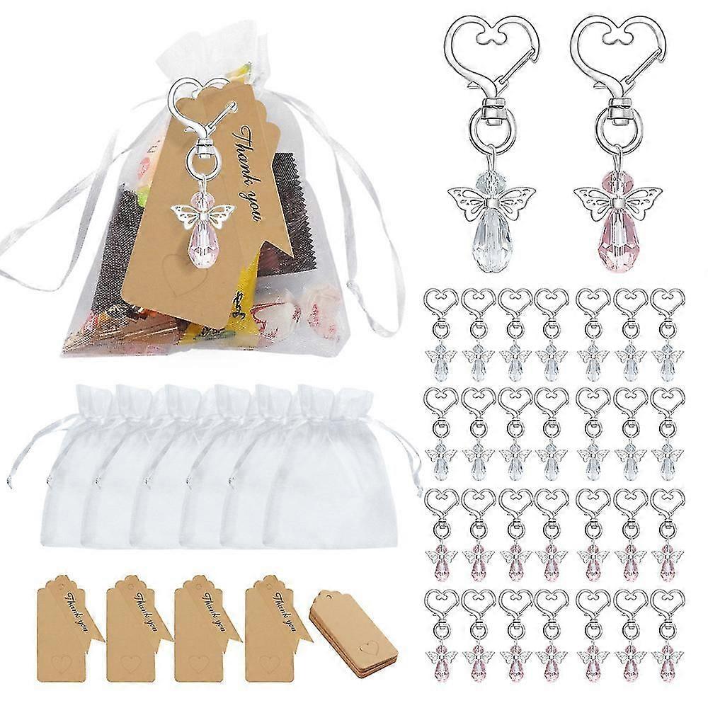 Lot de 30 pendentifs créatifs en forme d'ange avec étiquette en papier et sacs en filet