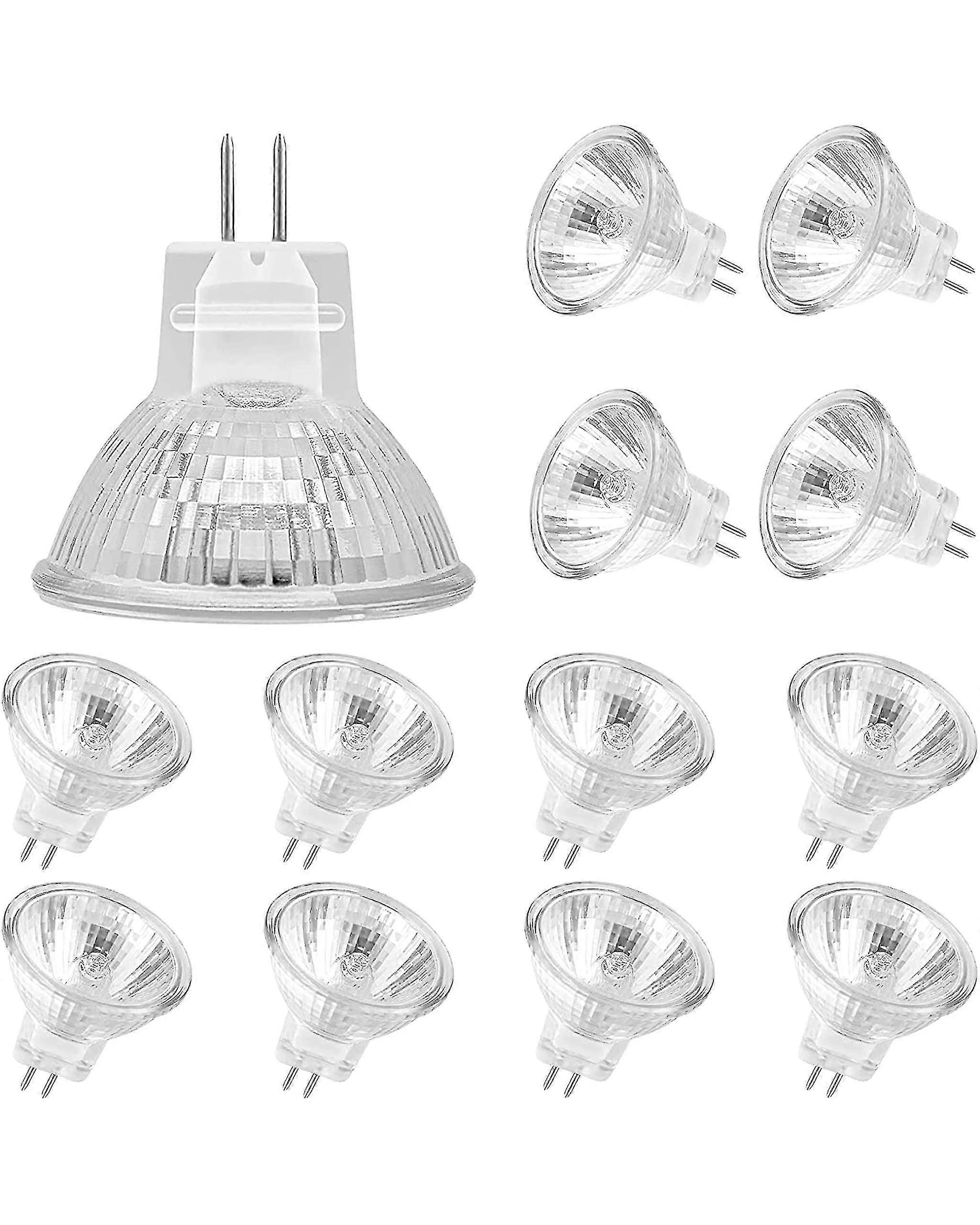 Mr11 Halogenlampen (Packung mit 12 Stück), Gu4 Halogenlampe 12V 20W, Mr11 Gu4 Dimmbare Glühbirne Glasabdeckung für Deckenleuchte, 2-polige Halogenlampe 2700k Warmweiß