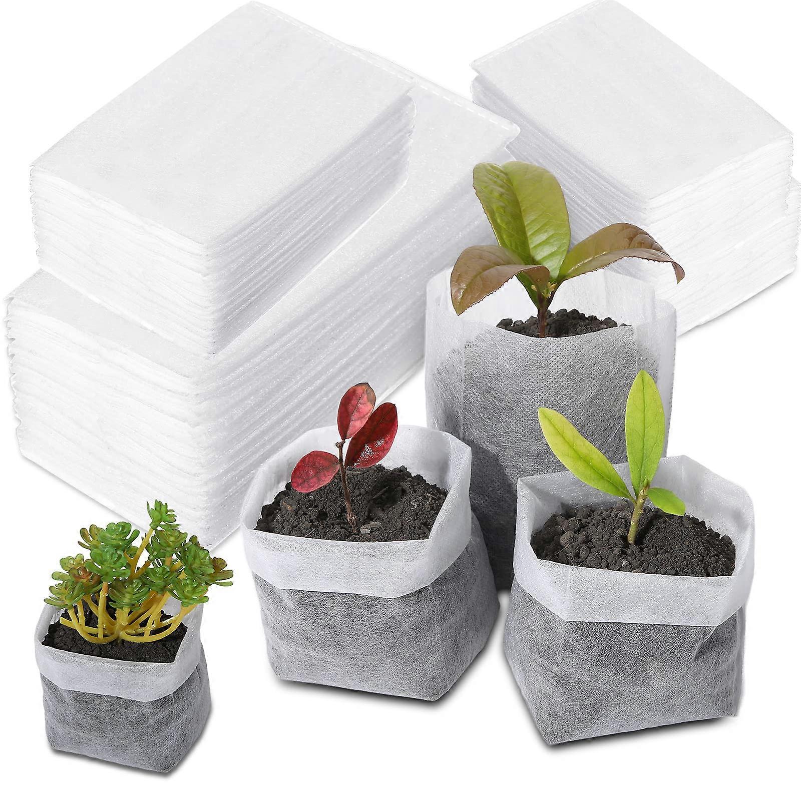 800 Pcs Non Woven Plant Nursery Bags Fabric Seedling Pots Container Degradable, 3 Sizes