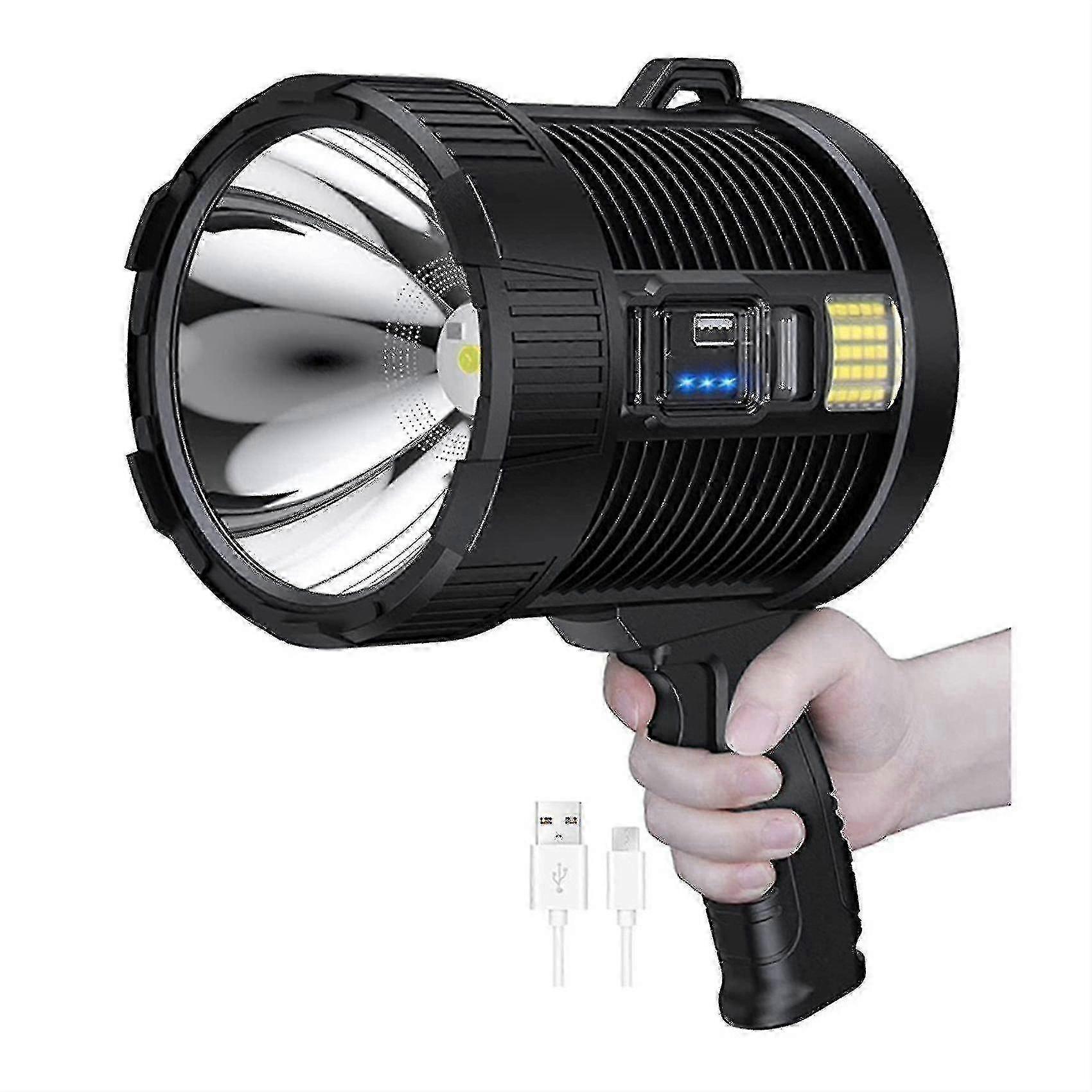 Rechargeable Spotlight 100000 Lumens LED Handheld Flashlight Solar Powered