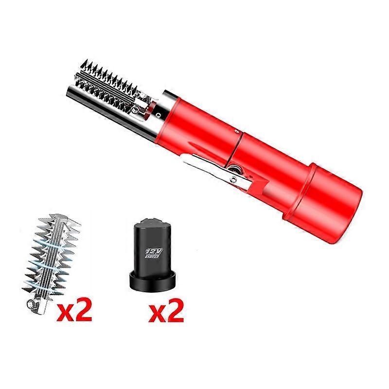 Electric Fish Scale Scraper Household Automatic Wireless Scraping Tool CN Plug Red Double Battery+Cutter Head