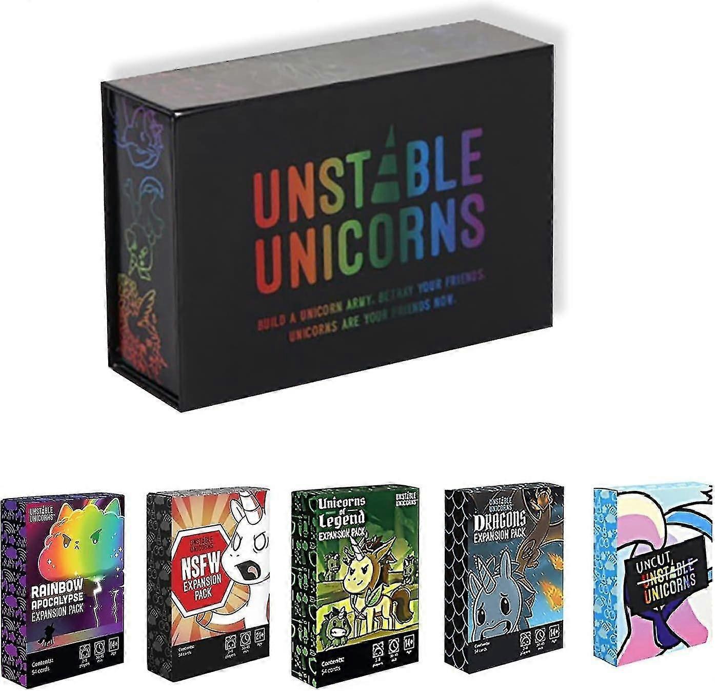 6pcs Unstable Unicorn Solitaire Game Set - Adult Strategy Game, Teen Board Game And Party Game Desig