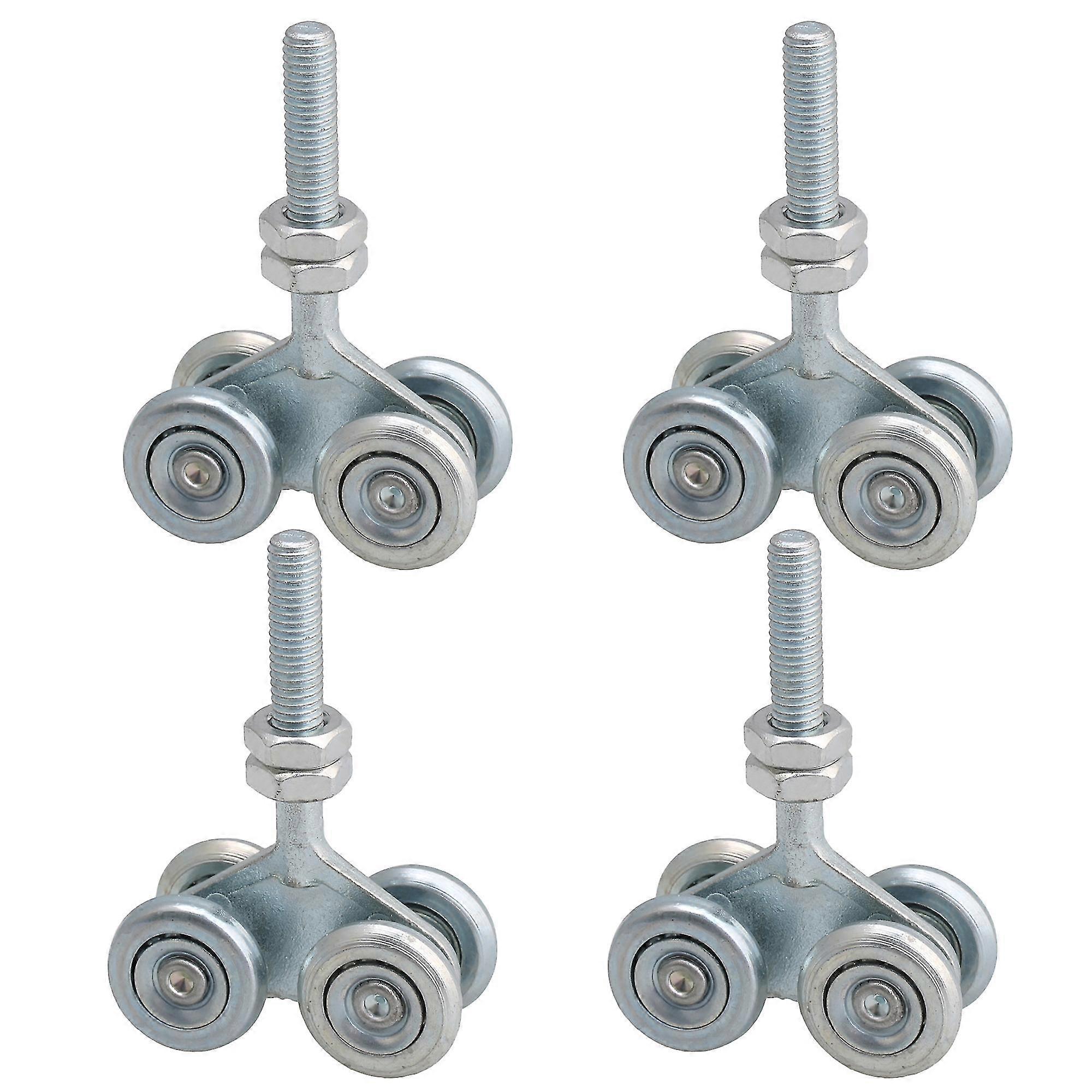 4x Gleitschiene Roller Hängende Scheune Tür Schiene Trolley Rad H4-3 Silber