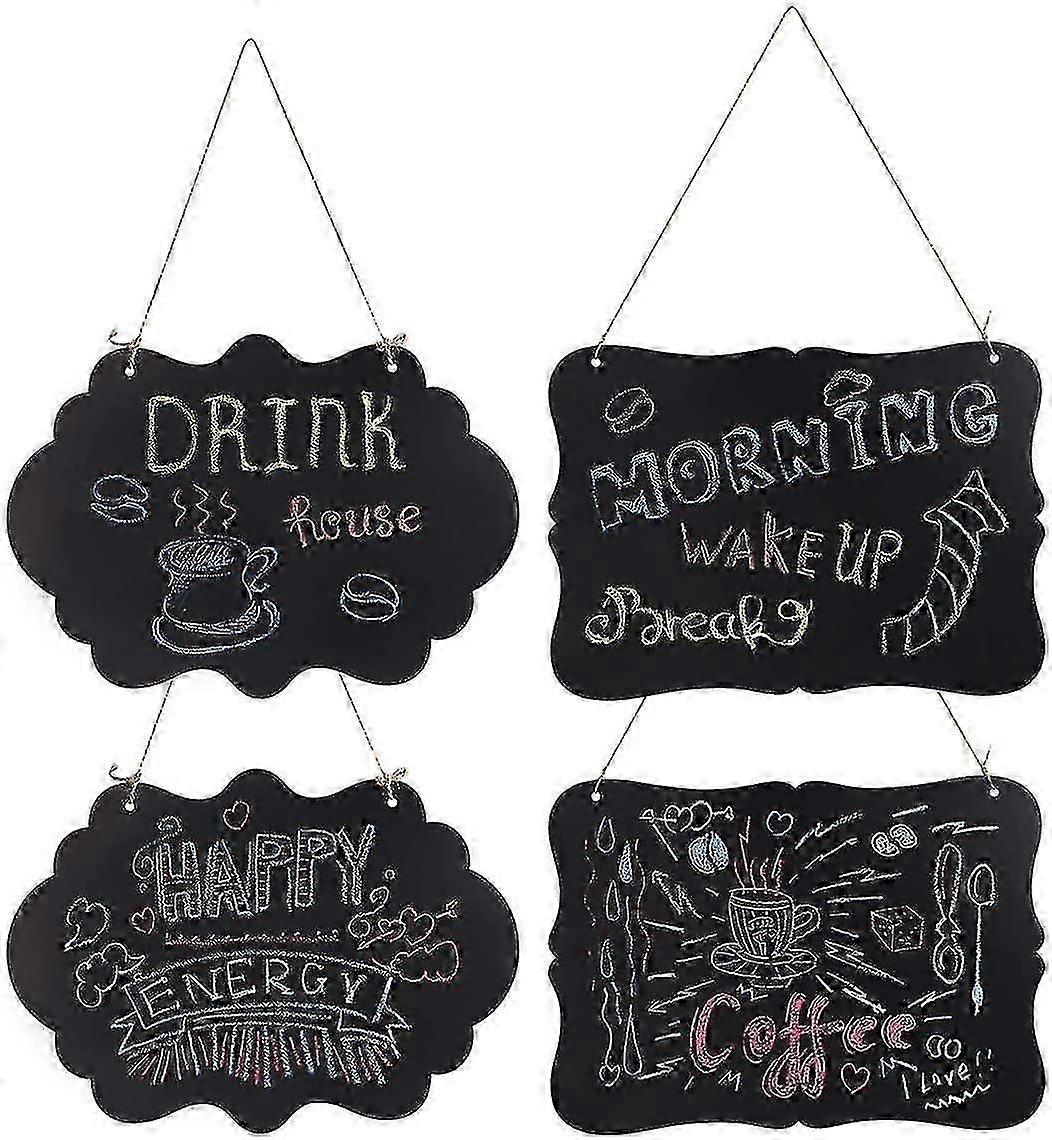 Chalkboard Sign Double-sided Hanging Chalkboard Mini Message Board 4pcs