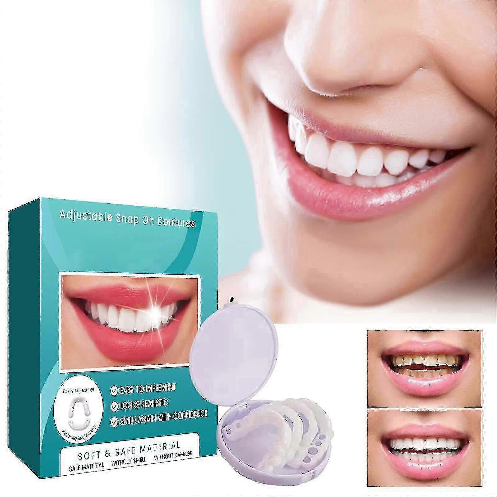 Denture Teeth Temporary Fake Teeth For Snap On Instant & Confidence Smile, Dental Veneers For Temporary Teeth Restoration