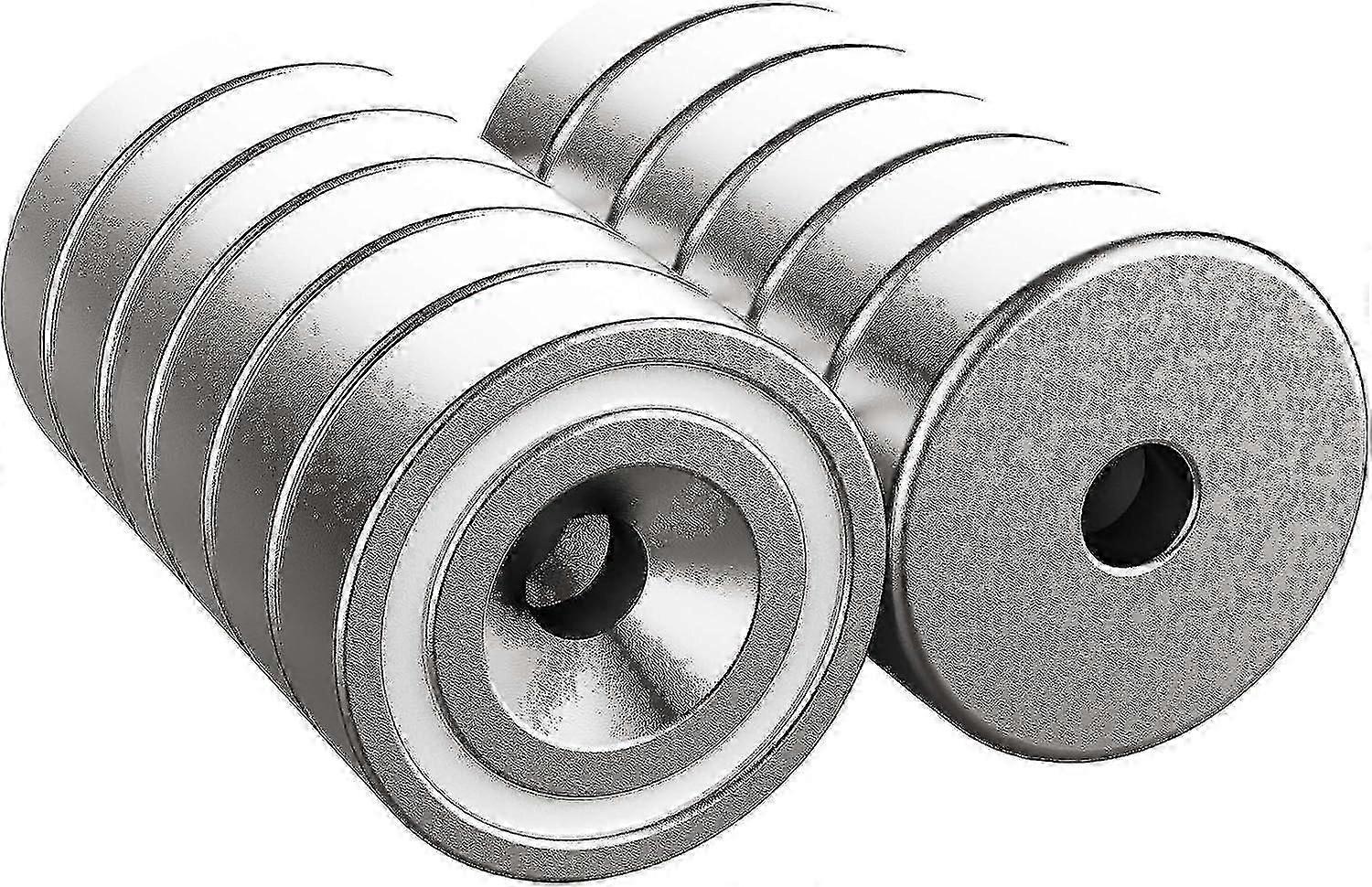 12 Pieces Magnets 6 Kg Force 16 X 5 Mm With Hole And Capsule, Countersunk Pot Magnet With Screws