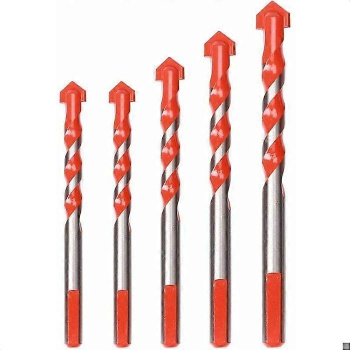Set of 5 Glass Tile Drill Bits, Ceramic Stoneware Drill Bits, Diamond Drill Bits, Tile Drill Bits, 6 mm, 8 mm, 10 mm, 12 mm Multi-material Drill Bits