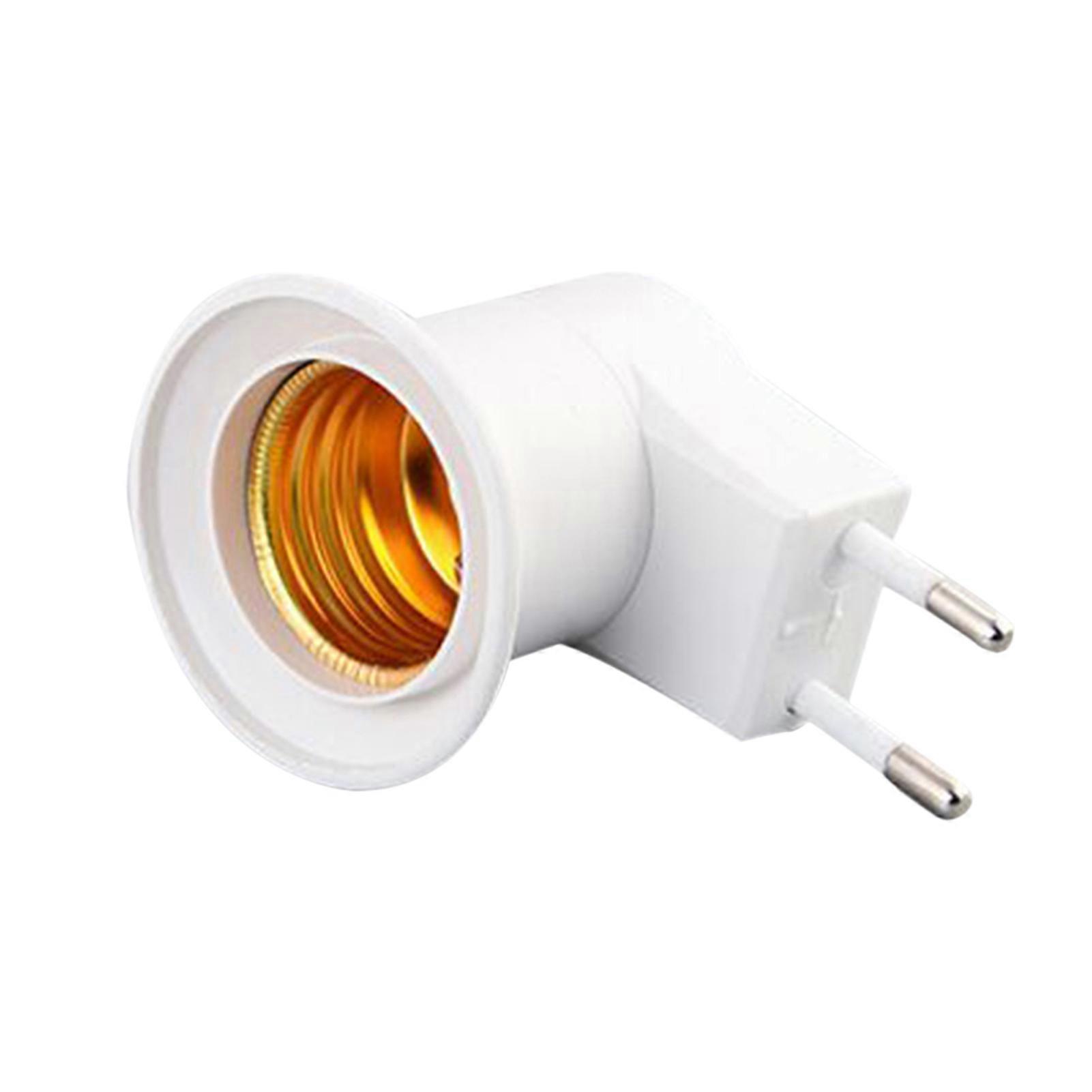 2PCS EU Plug to E27 Adapter LEDs Light B-ulb Converter Socket Holder with ON/OFF Button Switch Portable