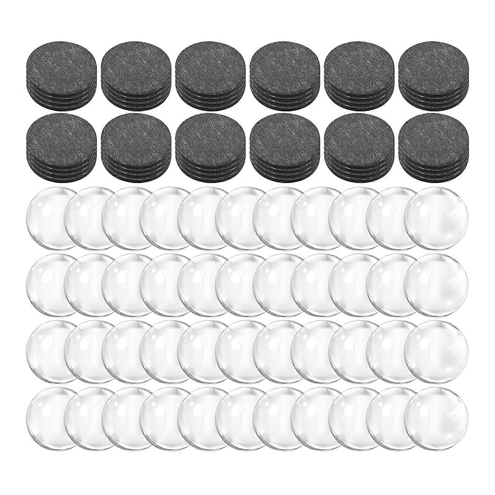 48Pieces σαφή cabochons γυαλιού και στρογγυλοί μαγνήτες σκαφών με την συγκολλητική υποστήριξη για τη διακόσμηση πινάκων ντουλαπιών ψυγείων