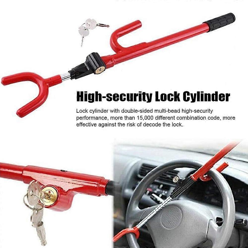 Car Steering Wheel Lock Anti-Theft Device Heavy Duty Premium Steel Car Lock with Adjustable Length Fit Anti-sawing Anti-shearing with 2 Keys for Car T
