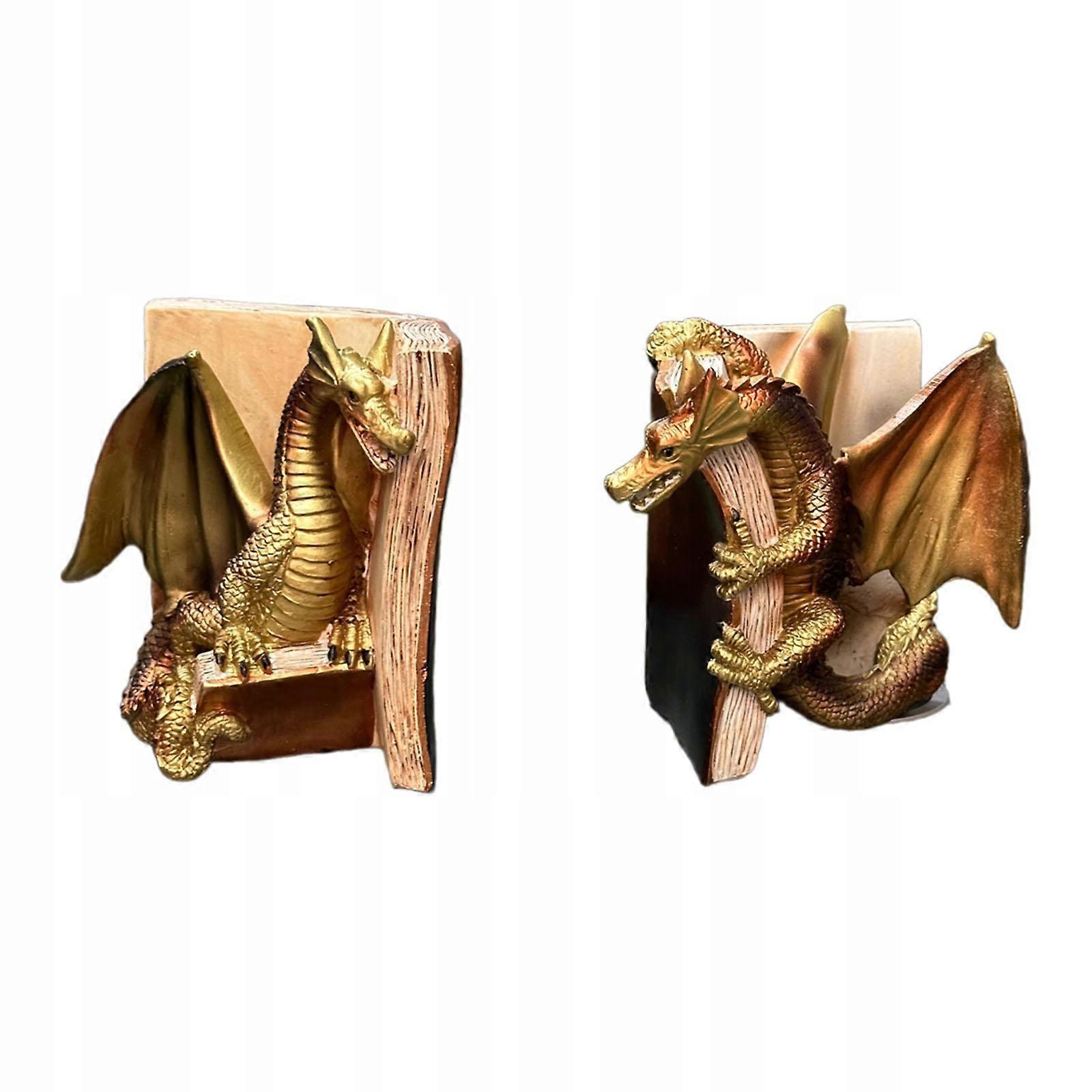 2x Decorative Dragon-shaped Bookends Book Divider