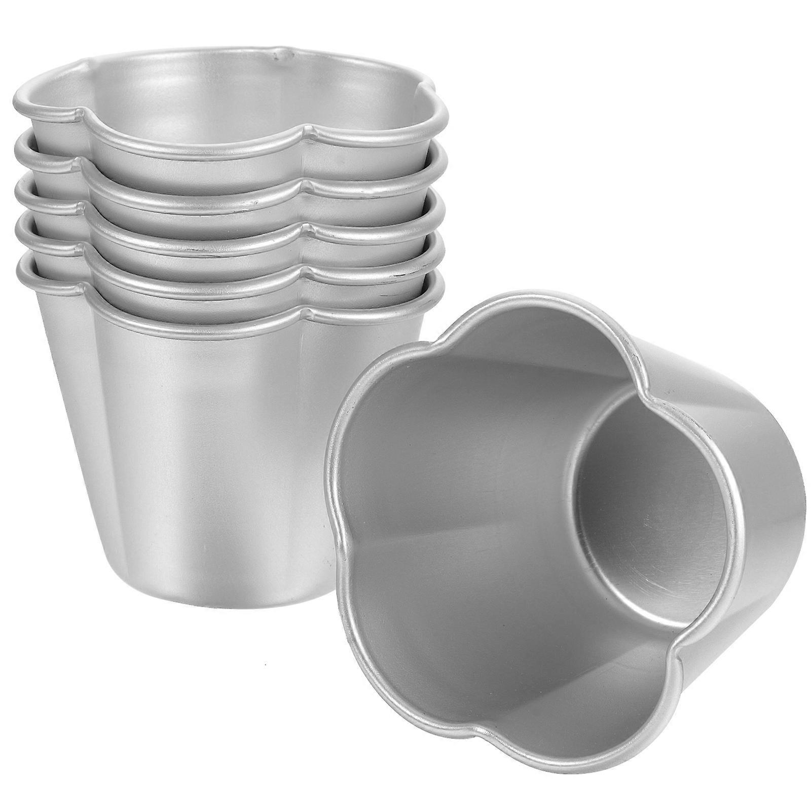 6pcs Mini Aluminum Alloy Muffin Cake Molds, High Temp Resistant Baking Cups for Pudding, Steaming, Tart, Muffins, Quiches – Home & Bakery Use
