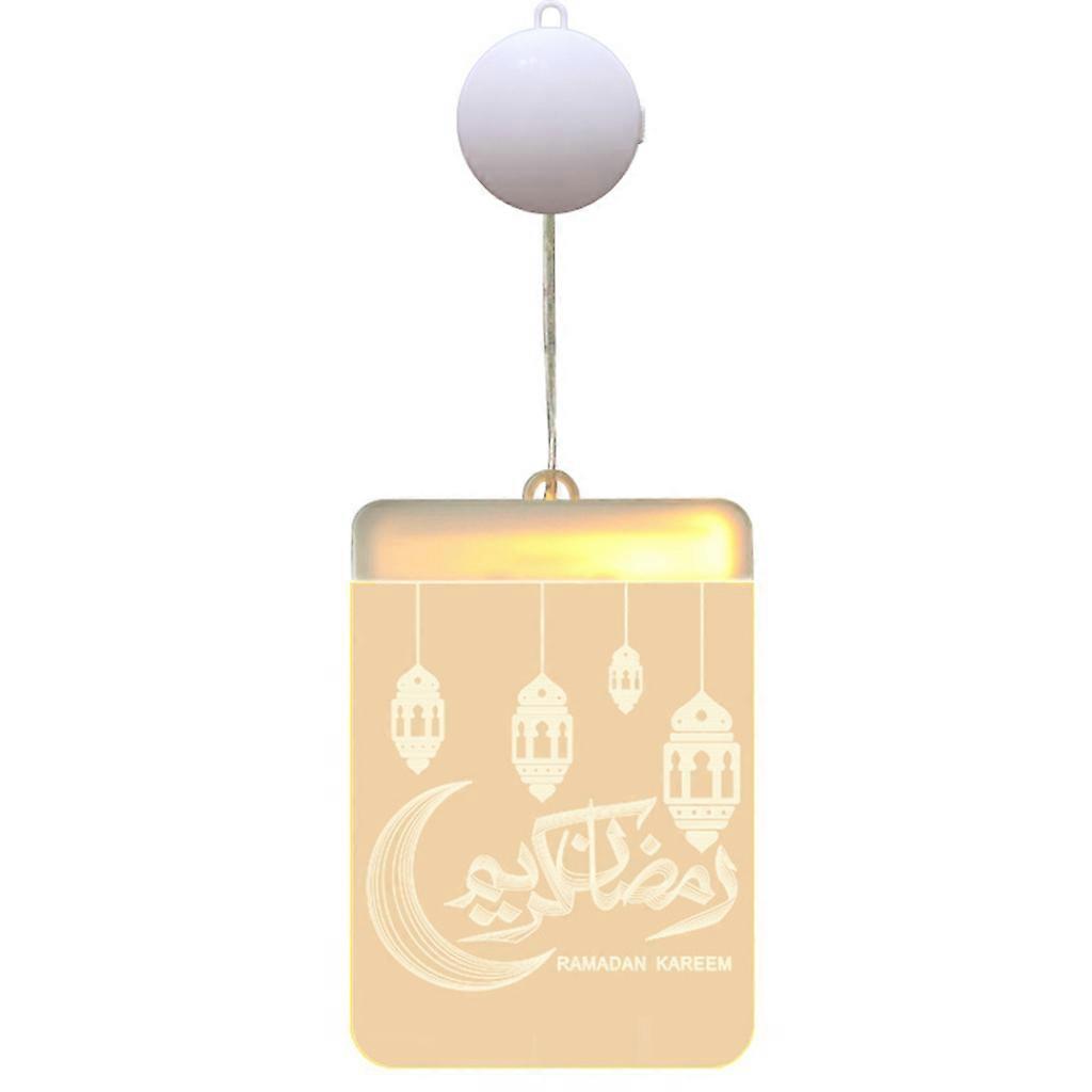 Eid Mubarak 3D Hanging Lights Ramadan Rectangle Acrylic LED Lamp Pendant Decor Multicolor