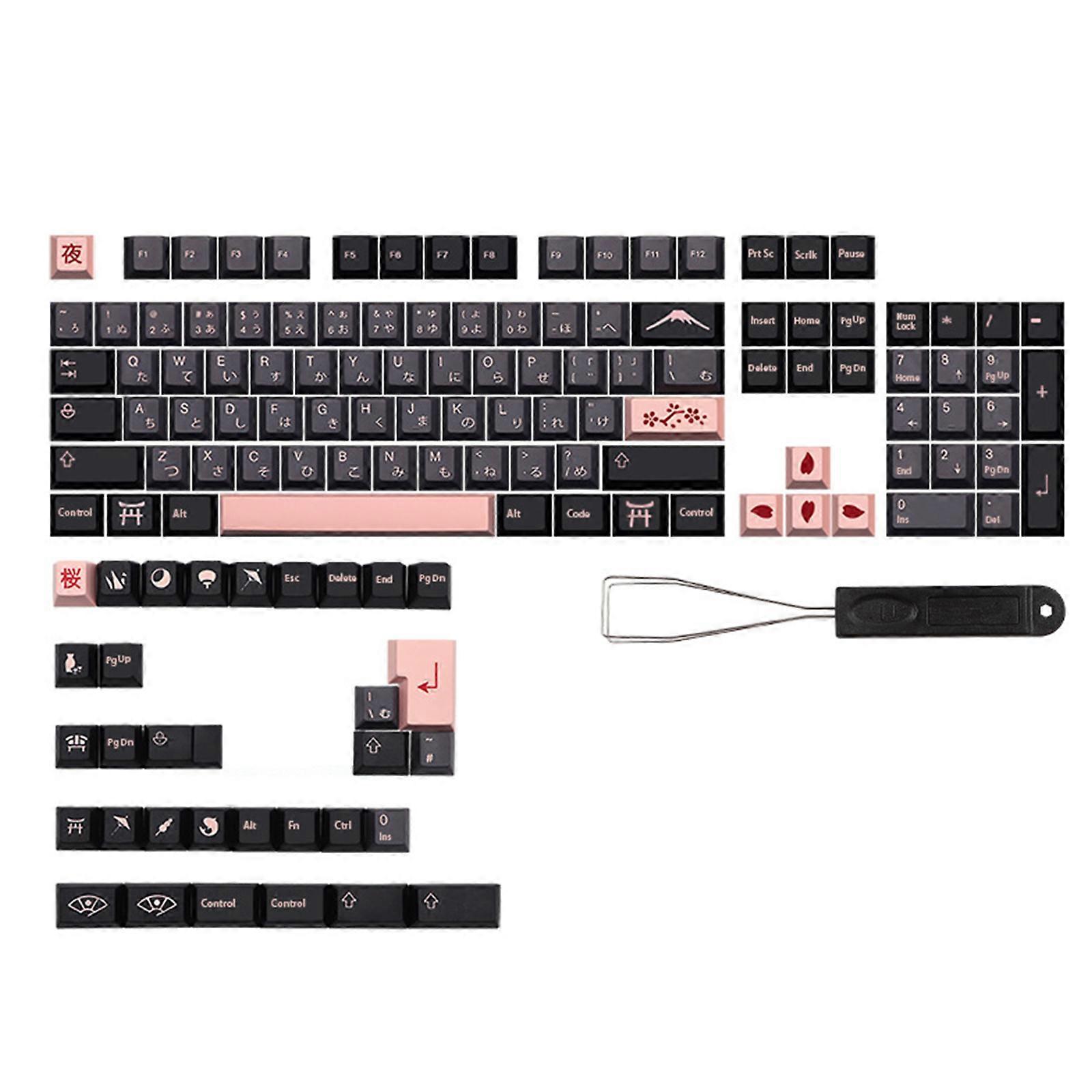 136 Keys Night Sakuras Keycaps Japanese/English PBT Dye Subbed Cherry for Key Caps For MX Switch Mechanical Keyboard Key
