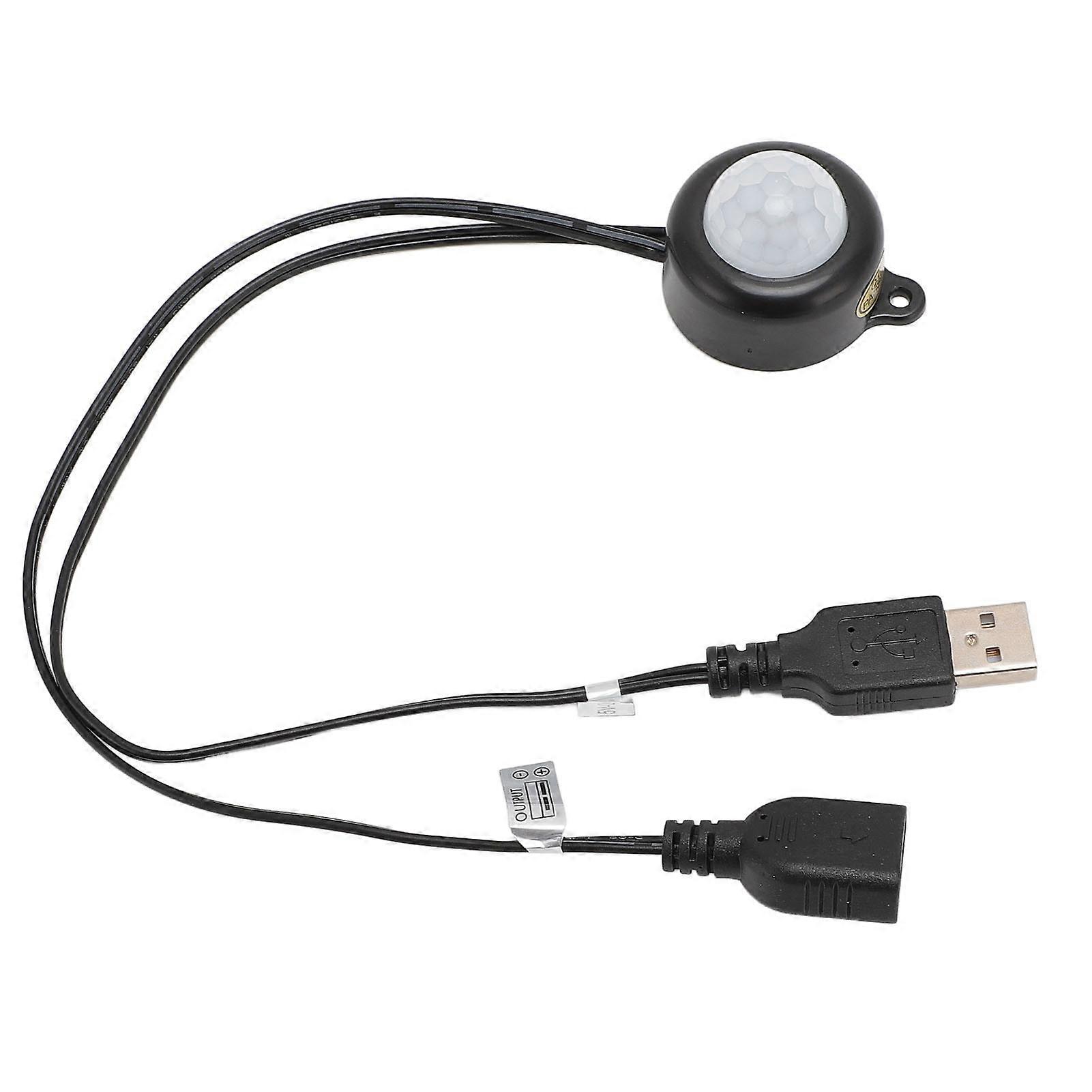 PIR Motion Activated Sensor USB Interface Plug and Play DC5V to 24V Infrared Sensor Controller for Light Control Black 