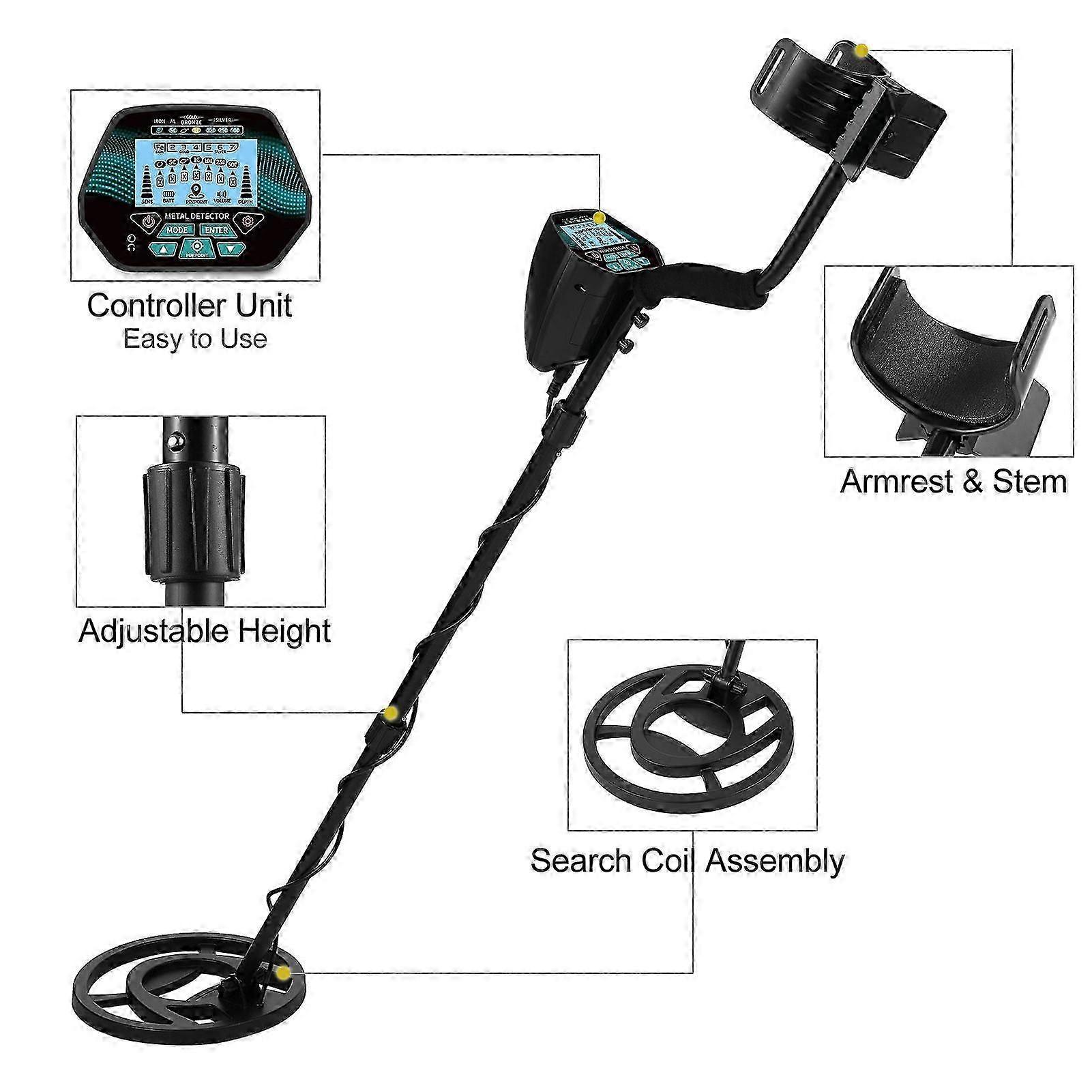 Metal Detector For Adults Pinpoint Detector With Lcd Display Waterproof Search Coil 2 Working Modes For Silver T