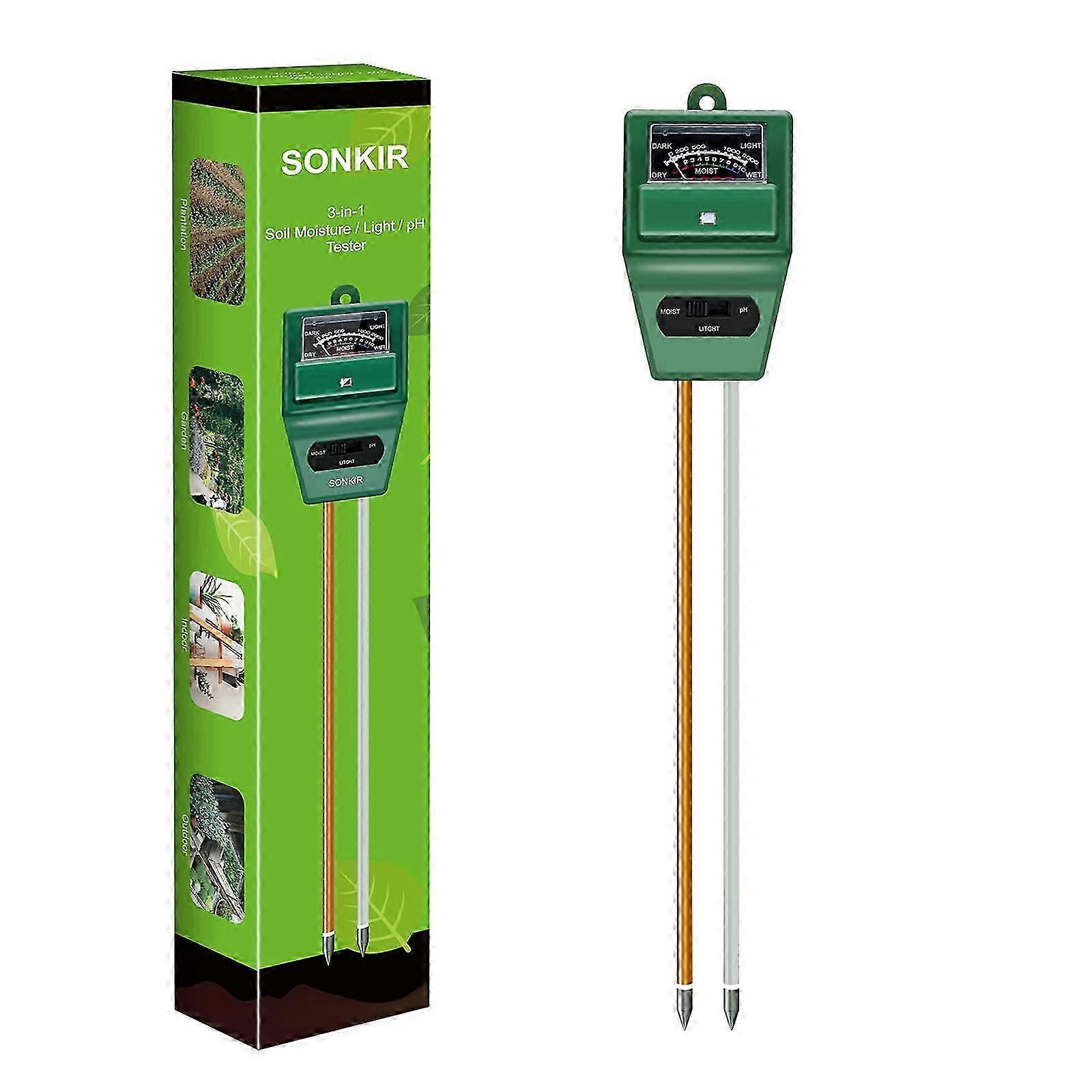 Soil pH meter, MS02 3 1 Meaning Soil Moisture/Light/PH Test Devid Horticulture Tool For Plant Care, Garden, Grass, Farm, Closed and Outdoor use 2025