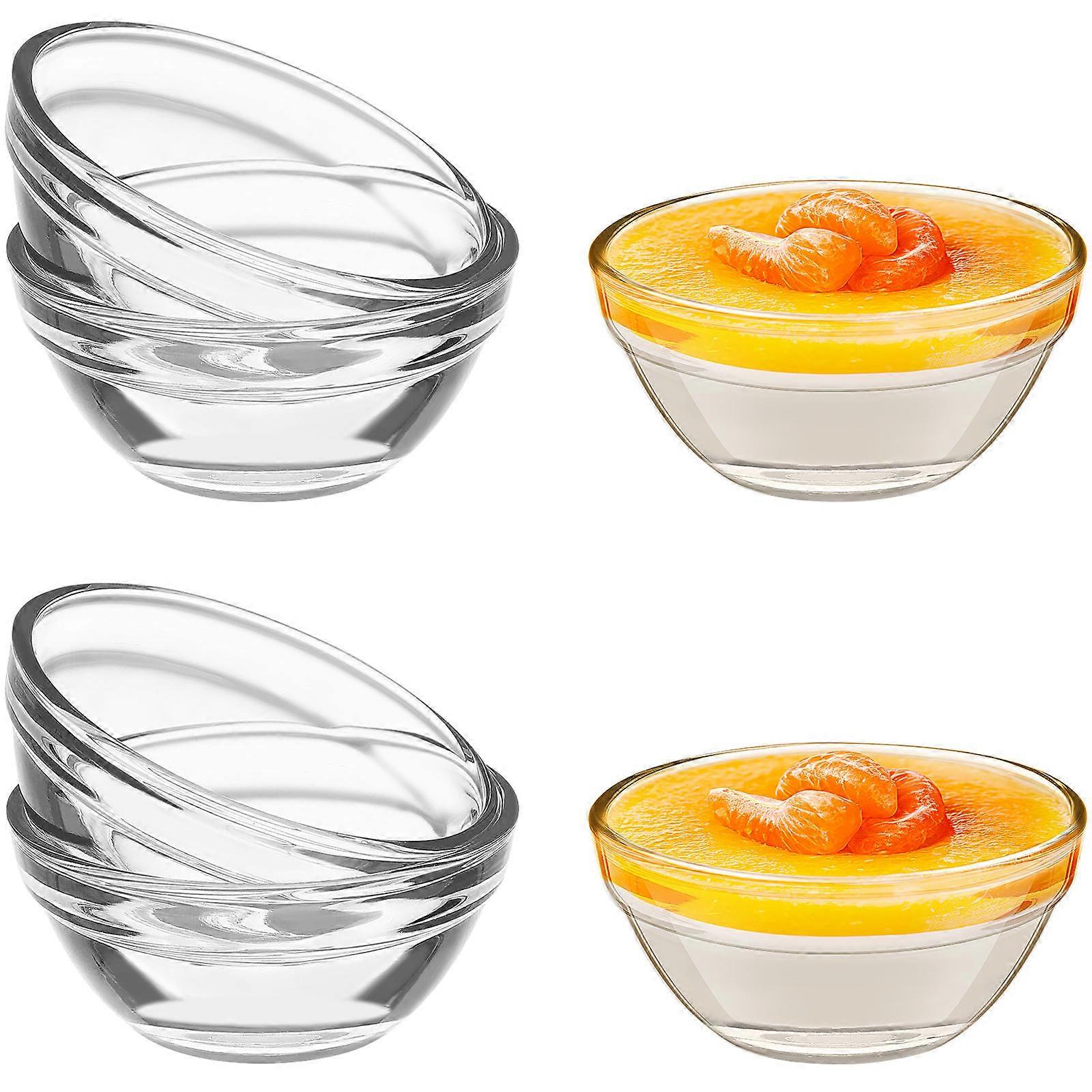 Clear dessert bowls, multi-purpose for meals prep, stackable home kitchenware